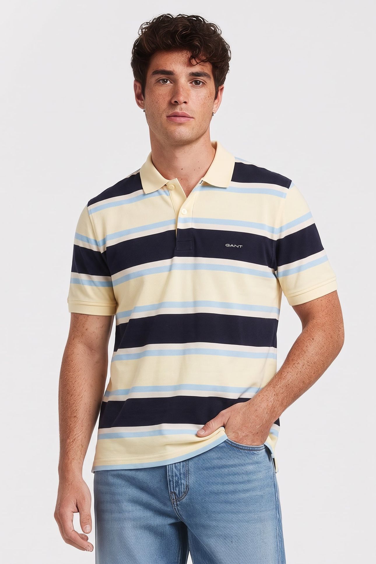 MULTISTRIPE SS POLO VANILLA YELLOW 1