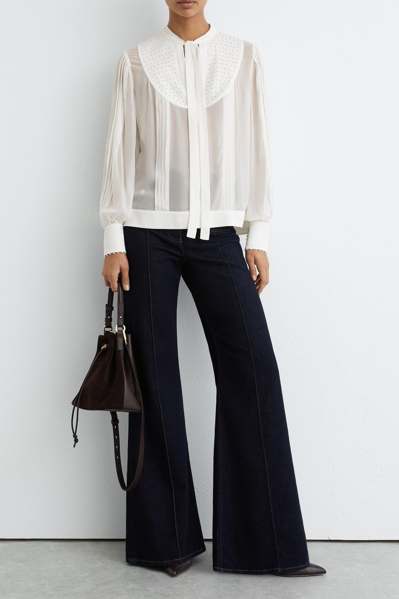 TIE NECK BLOUSE IVORY 1