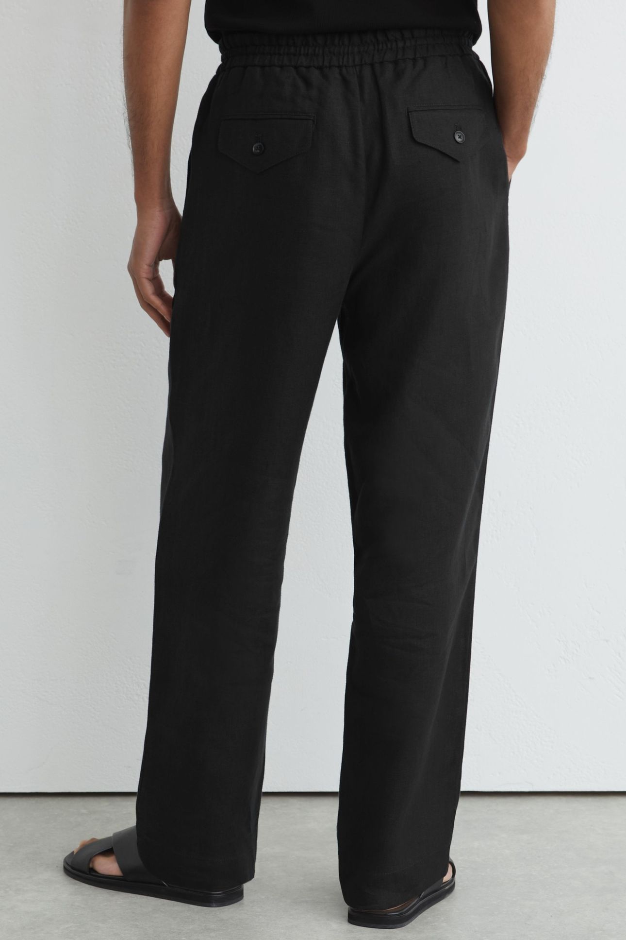 RELAXED LINEN DRAWSTRING TROUSER BLACK 2