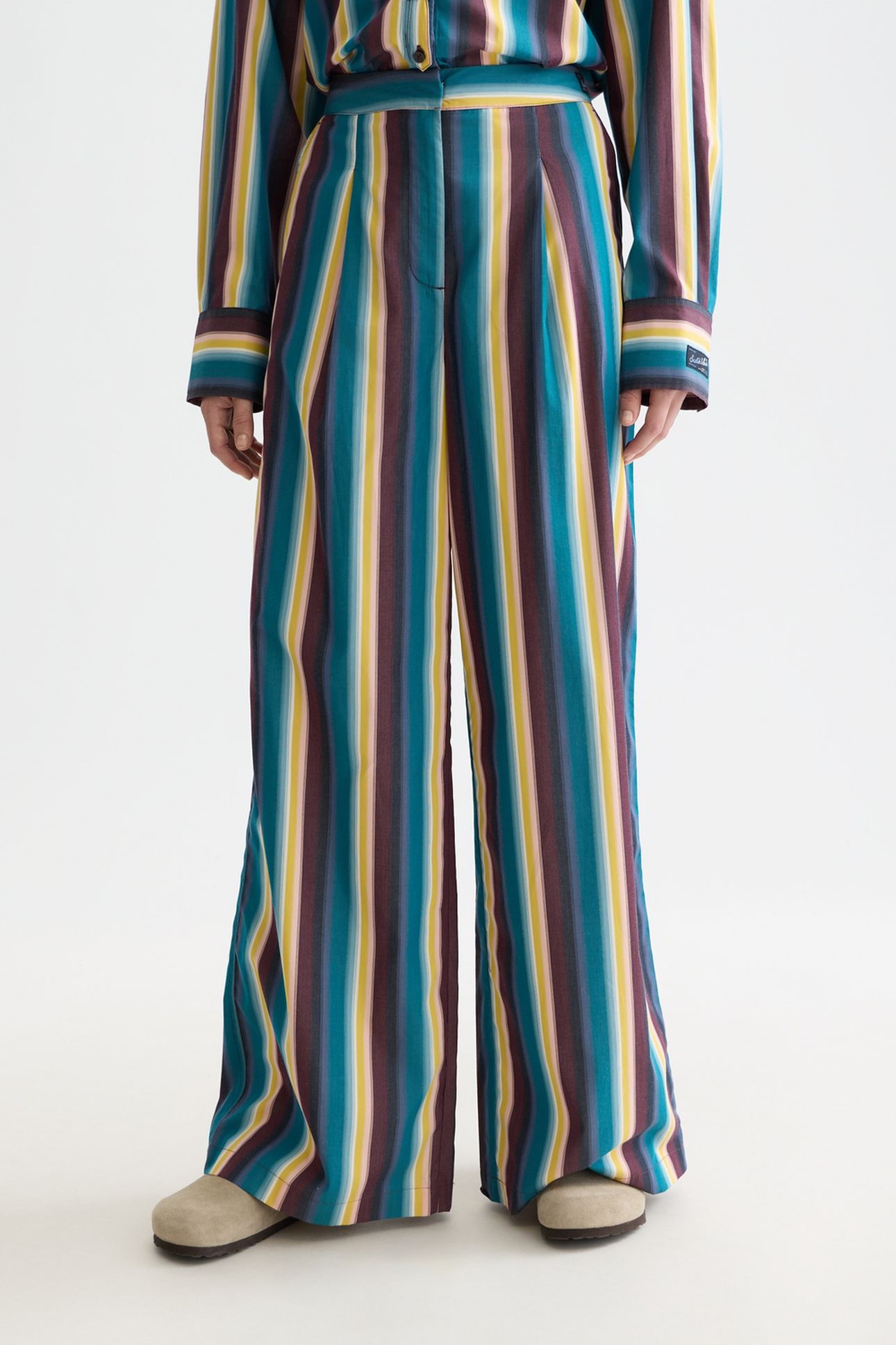 ELENI - HIGH RISE WIDE LEG STRIPED PANTS EL COSMICO STRIPE D 1