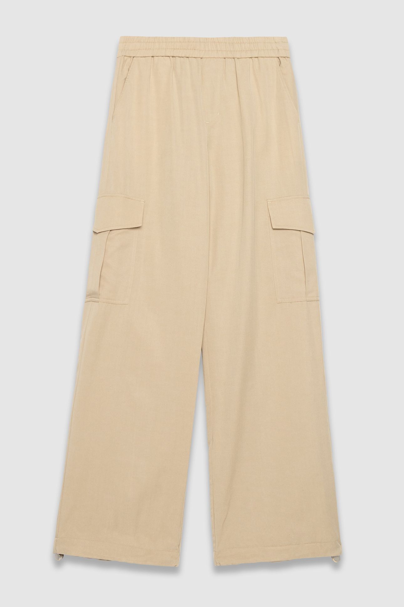BEIGE CARGO-STYLE FLOWING JOGGERS 4