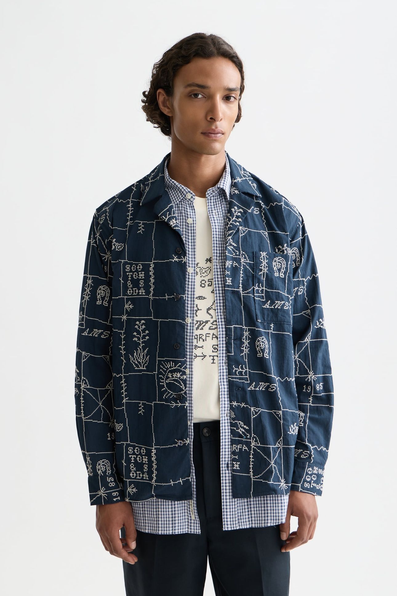 ALLOVER EMBROIDERED SHIRT BLACK 1