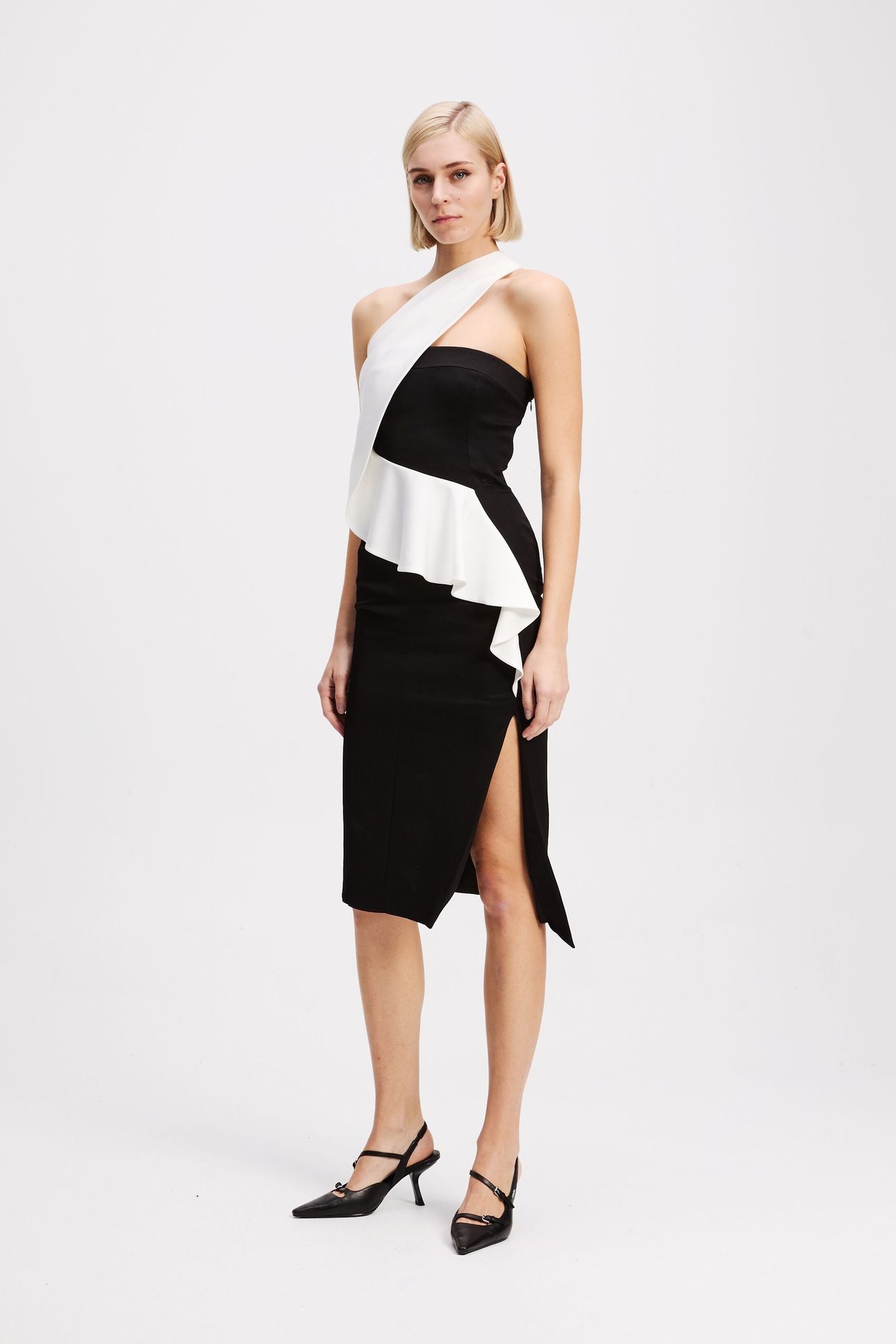 ASYMMETRICAL DRESS BLACK/WHITE 1