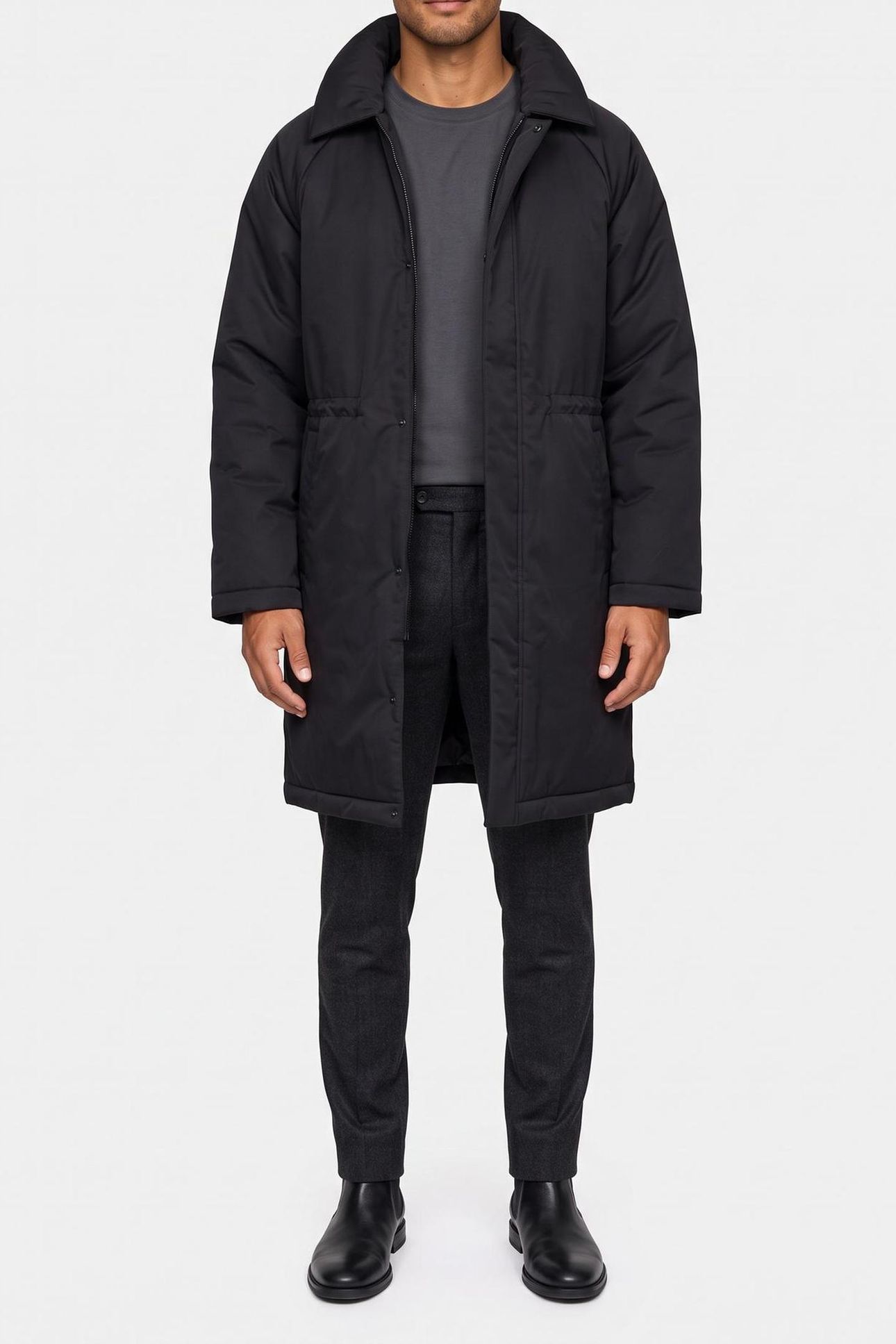 LS LONG FILLED CAR COAT BLACK 1