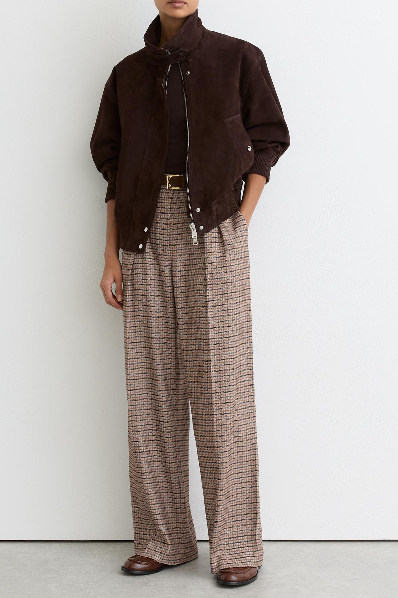 WIDE LEG CHECK TROUSER NEUTRAL CHECK 2