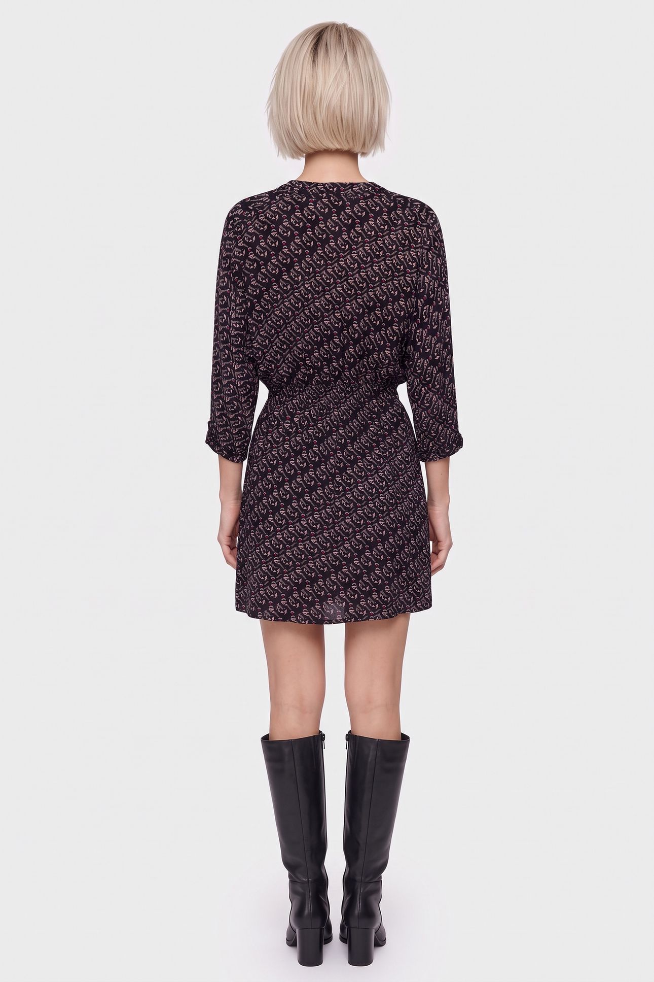 RICHA _ GREY SHIRT DRESS WITH ARTY GRAPHIC PRINT 2