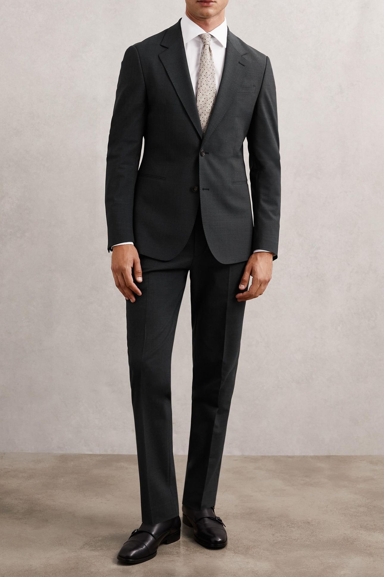 SB 2B NOTCH PLAIN WEAVE BLAZER GREY 1