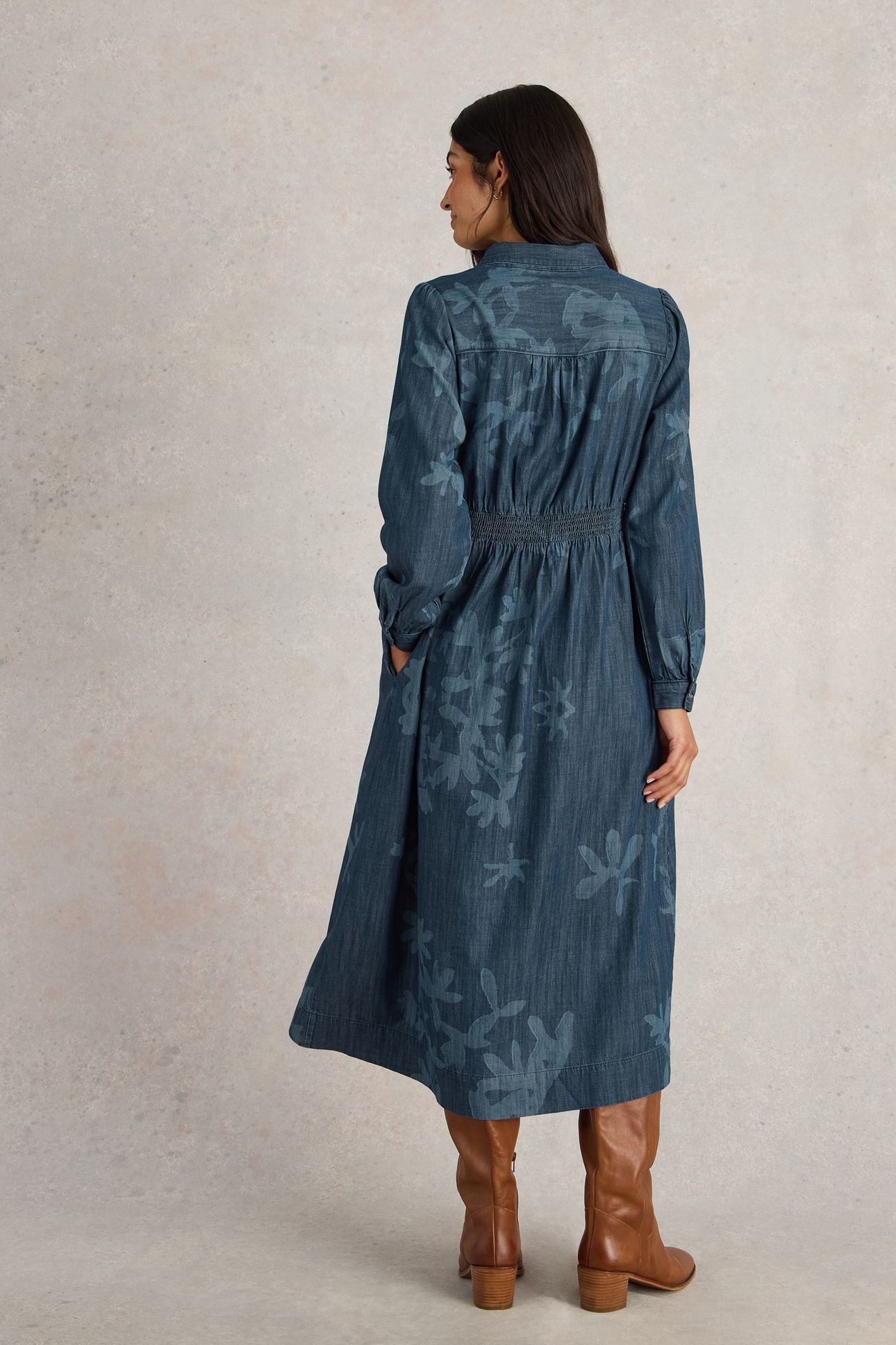 FARAH DENIM MIDI DRESS DENIM PR 2