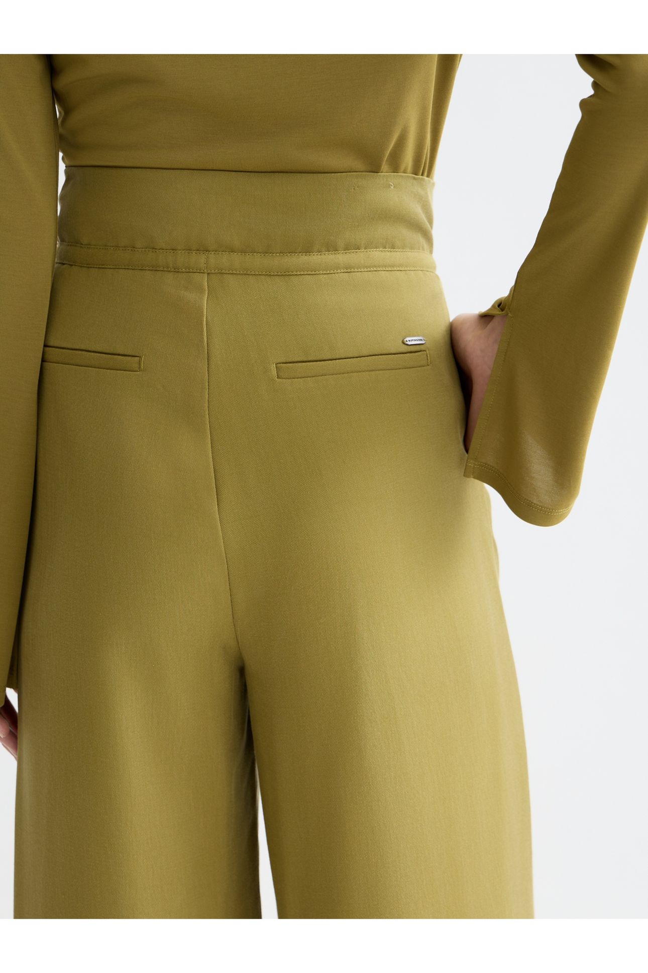 JUNE - HIGH RISE WIDE LEG TWILL PAPERBAG PANTS GREEN MOSS 6