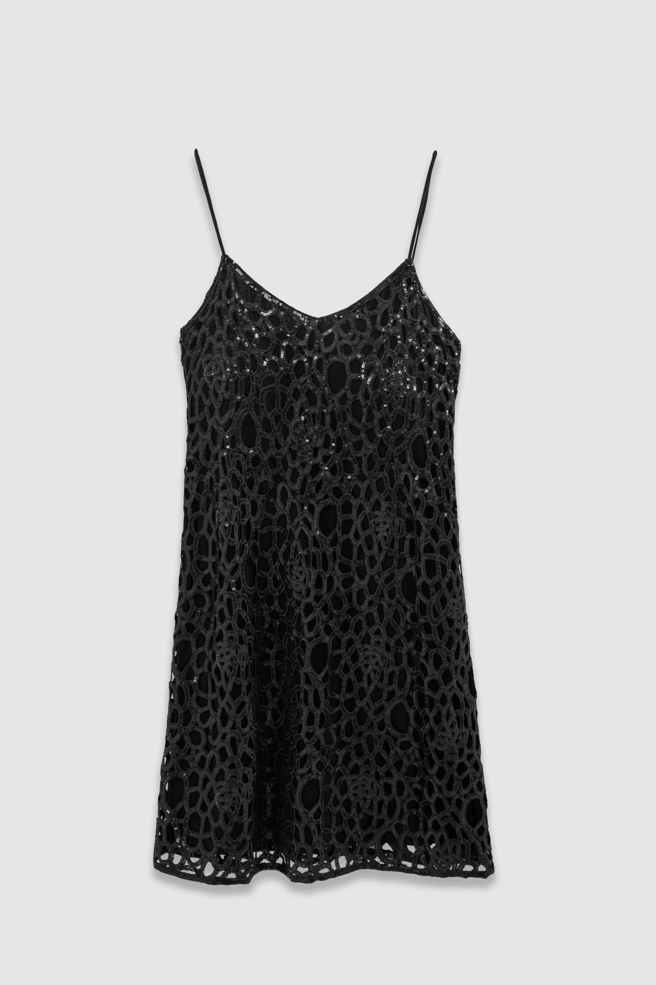 BLACK LACE SEQUIN-EMBROIDERED SHORT DRESS 3