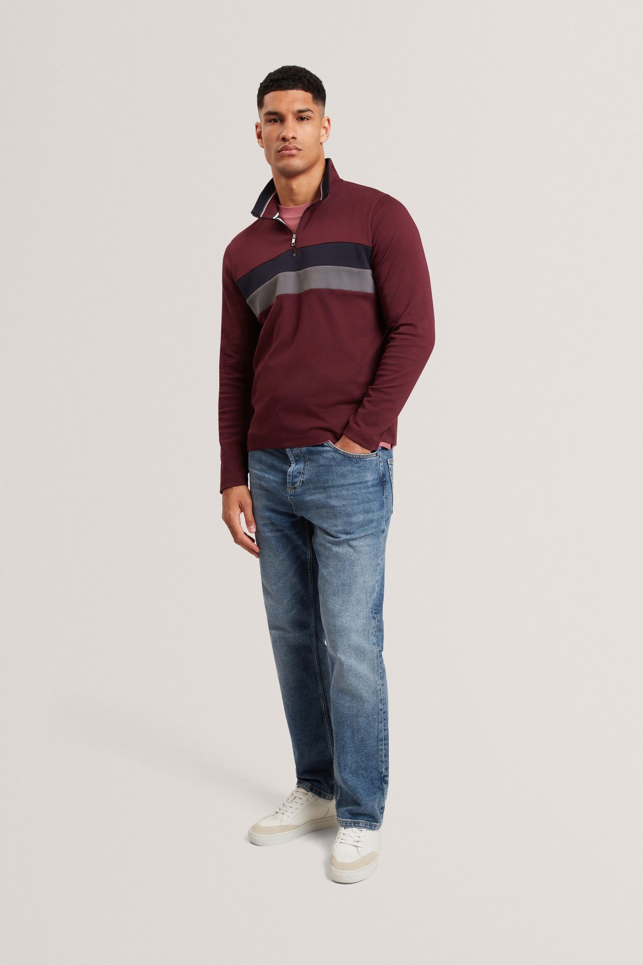 LS REGULAR FIT HALF ZIP MAROON 5