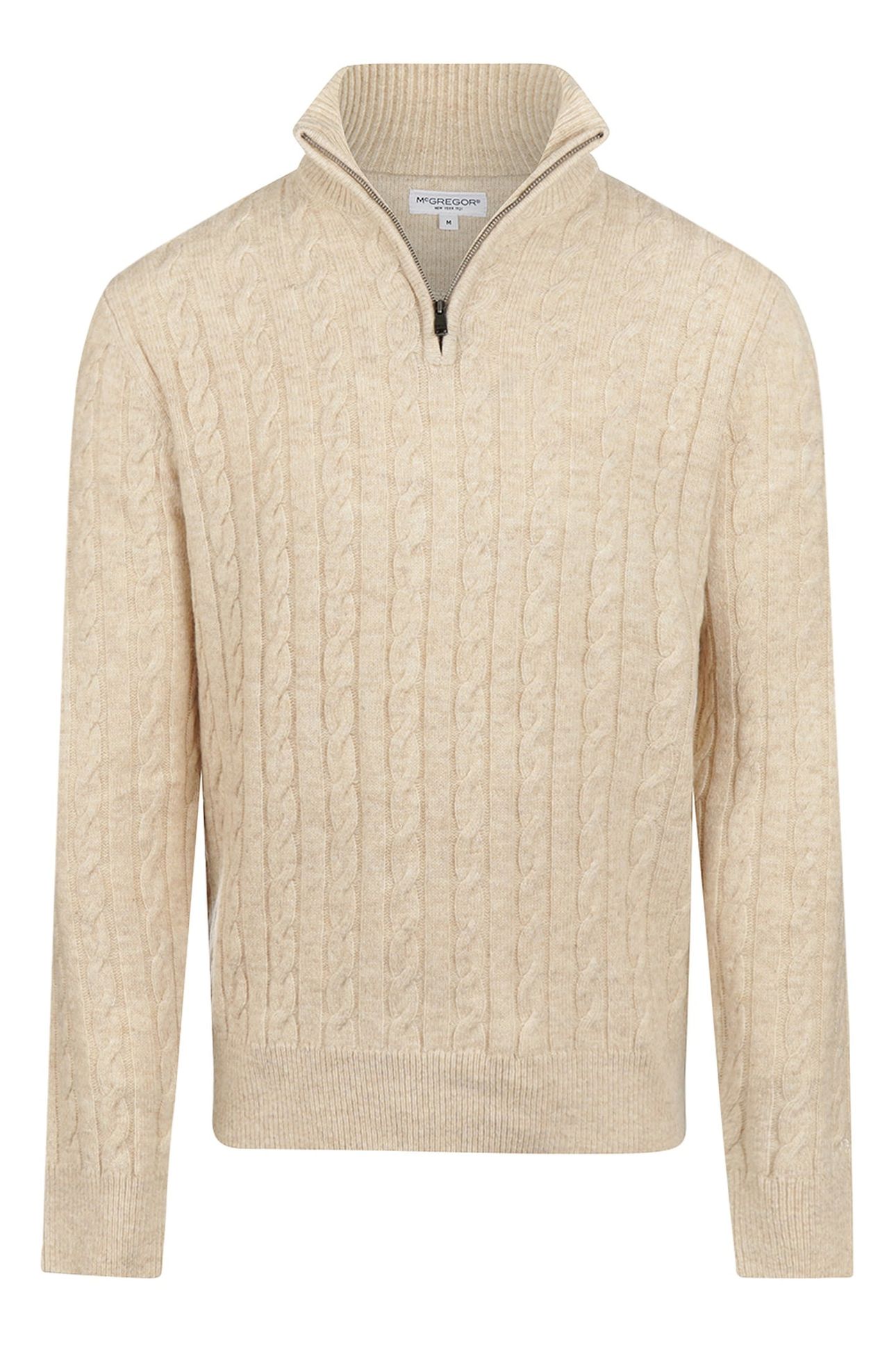 CABLE ZIP MOCK SWEATER STONE 2