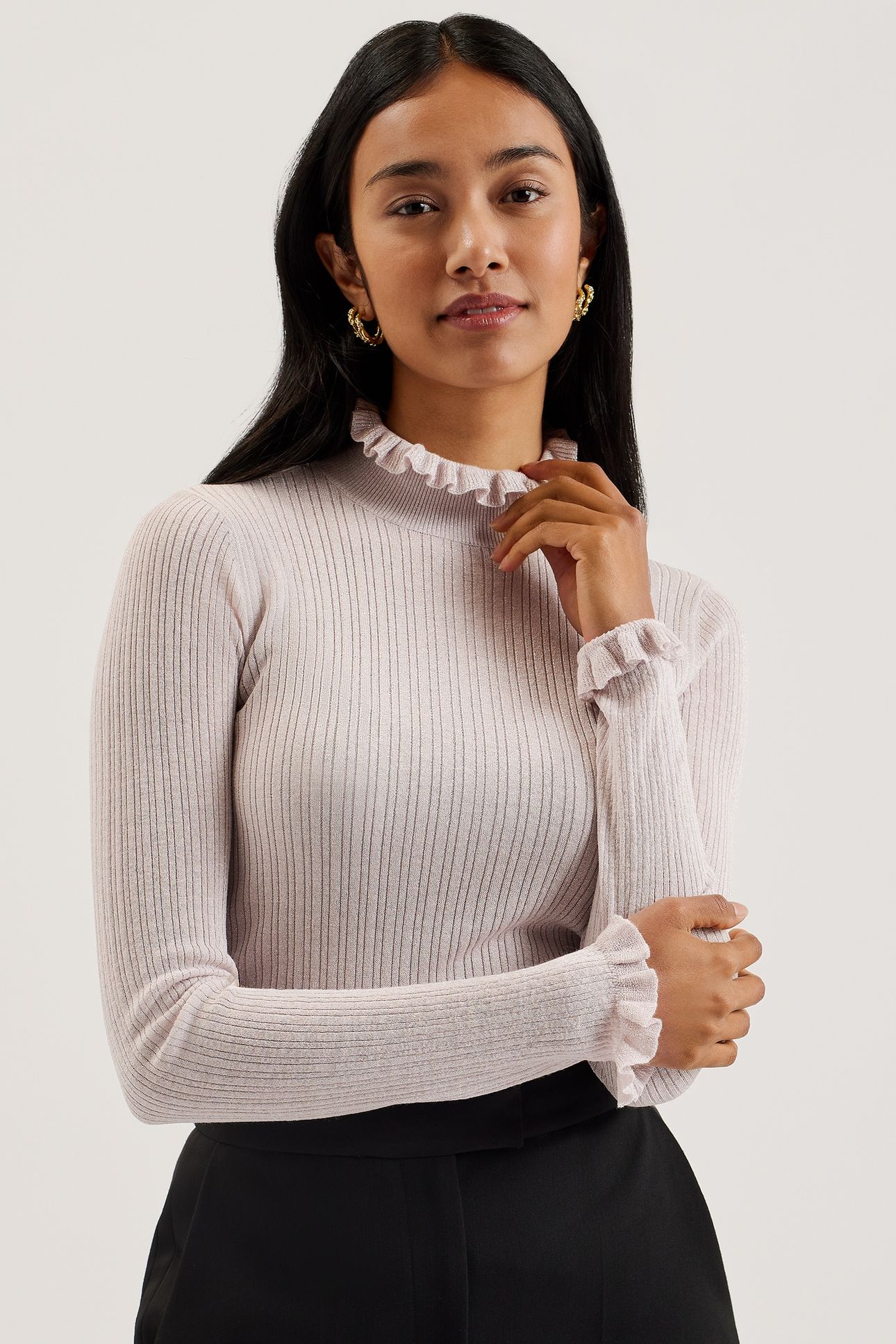 RAINEEE METALLIC RIBBED FUNNEL NECK PURPLE 1