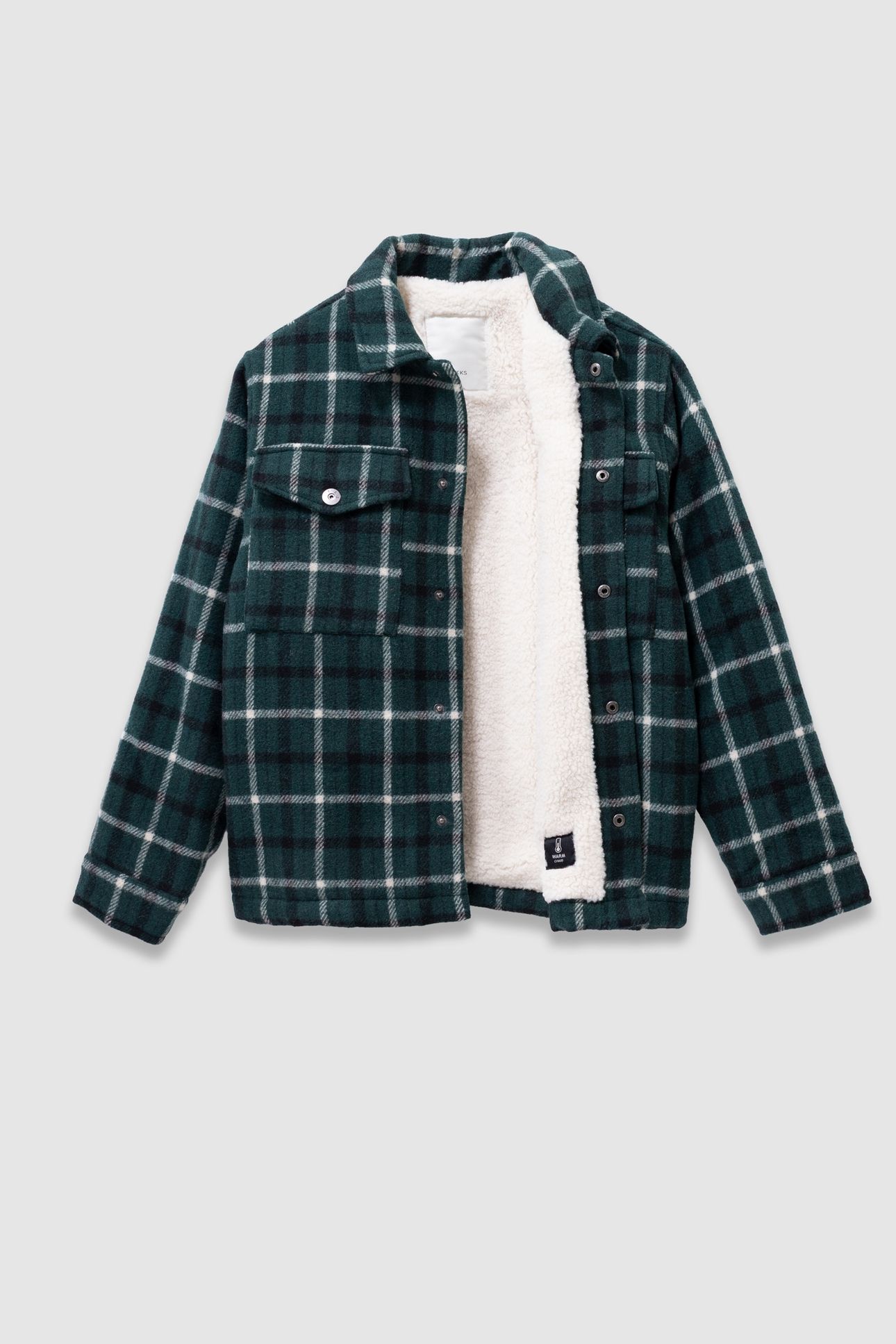 BOYS’ GREEN CHECK FUR-LINED OVERSHIRT JACKET 3