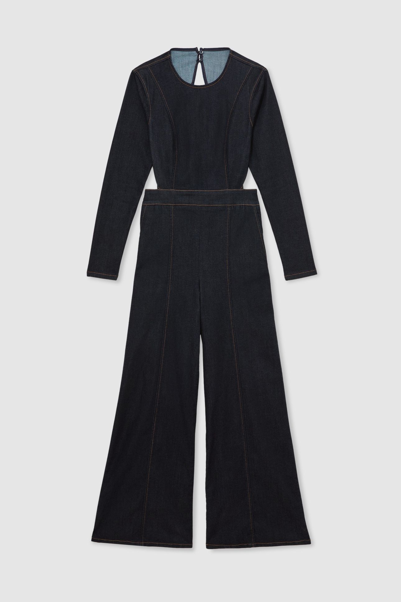 LONGSLEEVE WIDELEG DENIM JUMPSUIT INDIGO BLUE 1