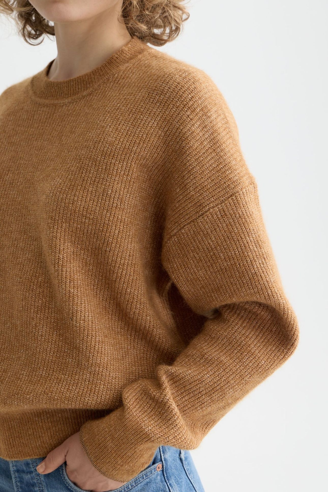 FUZZY CREW NECK PULLOVER TOBACCO MELANGE 7
