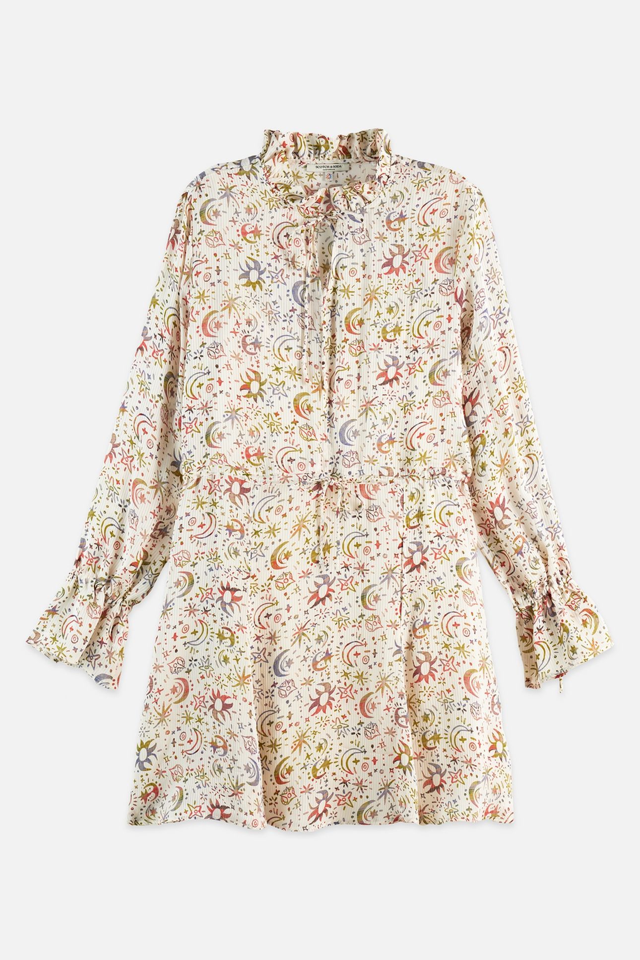 PRINTED LONG SLEEVED MINI DRESS COSMIC SKY EGGNOG 1