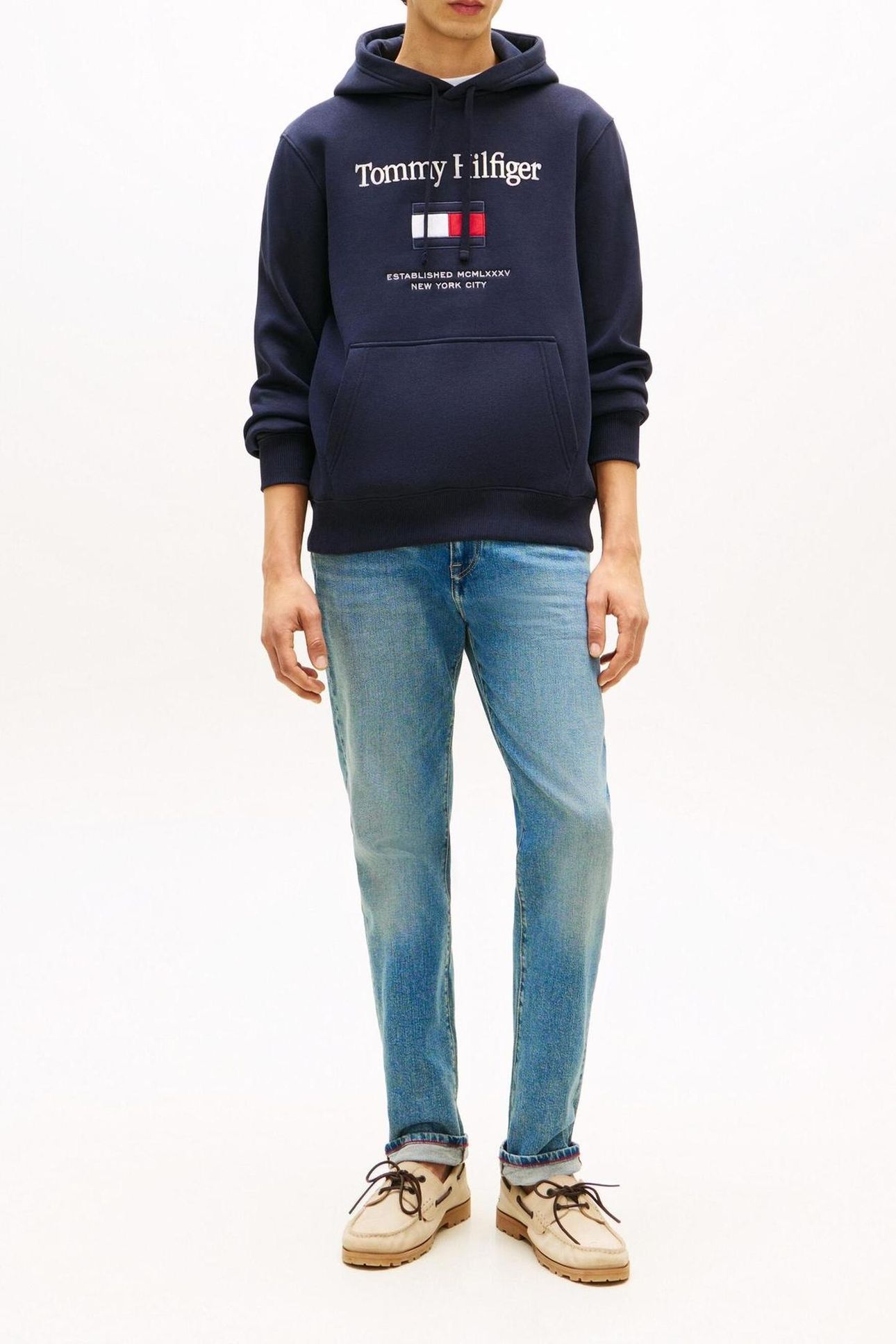 TOMMY EMBRO FLAG HOODIE NAVY BLUE 2