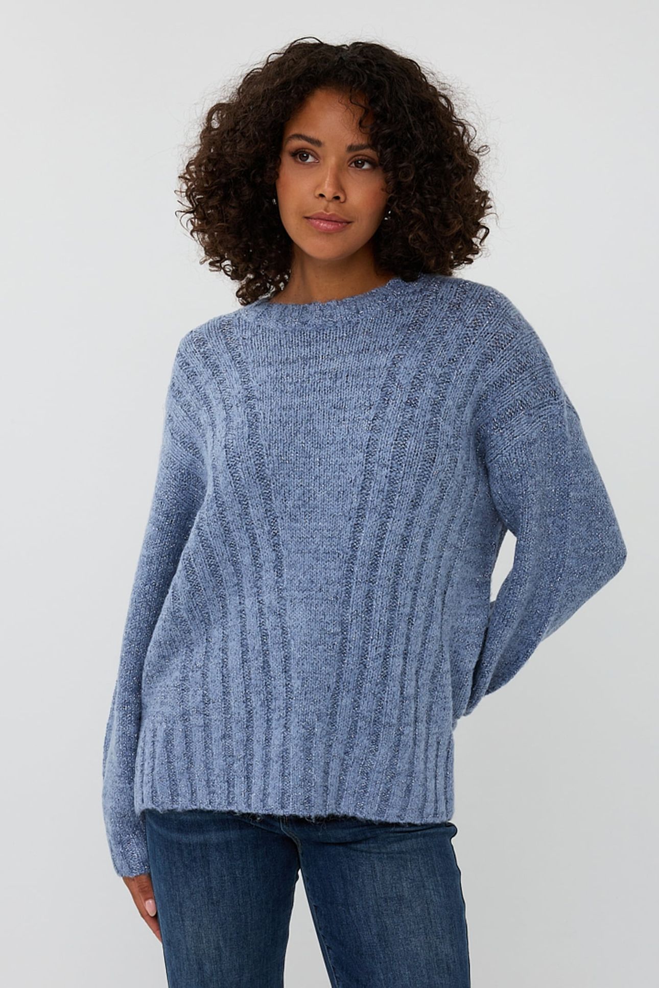 SWEATER V-NECK LUREX BLUE 1
