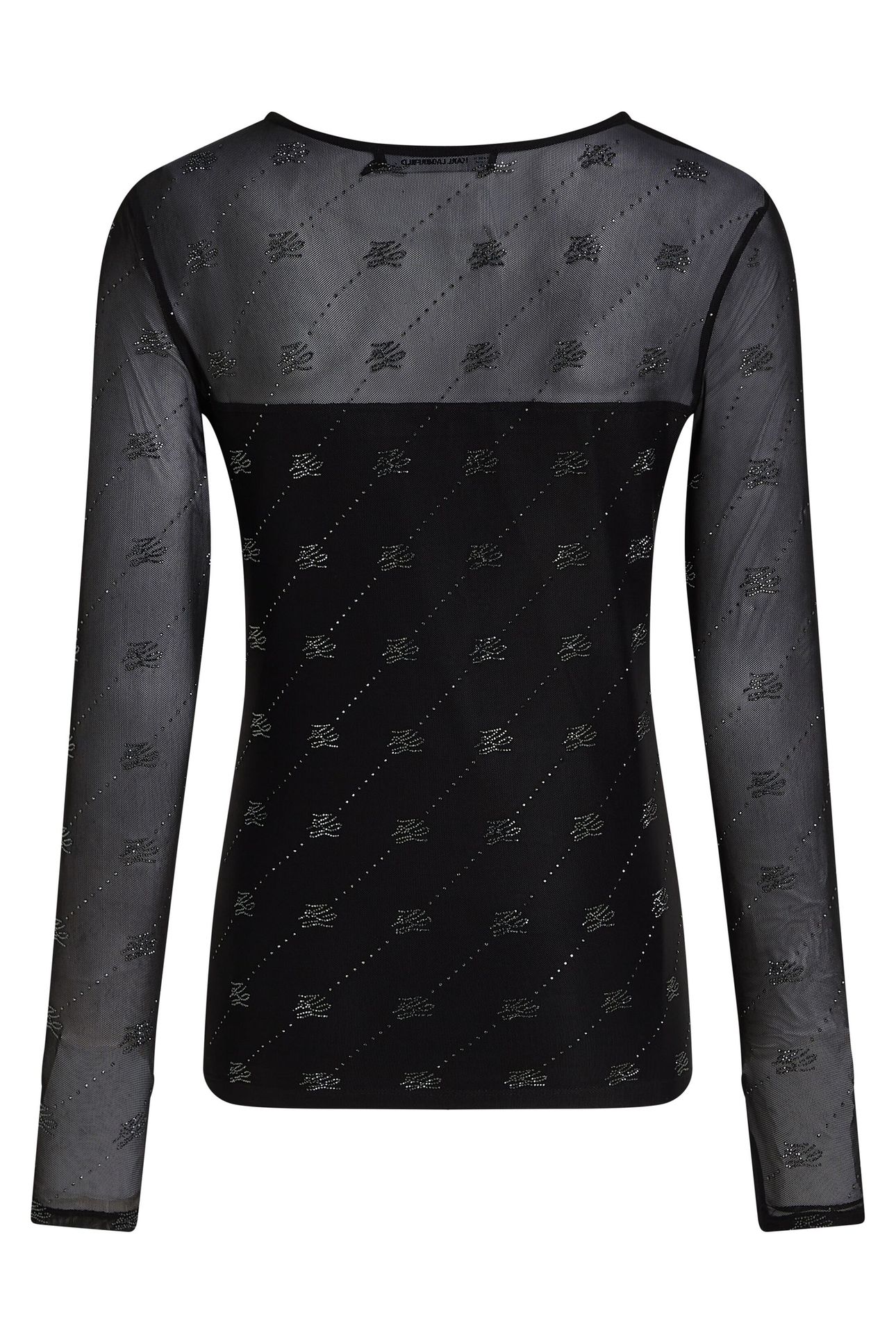 MESH RHINESTONE LSLV TOP BLACK 5