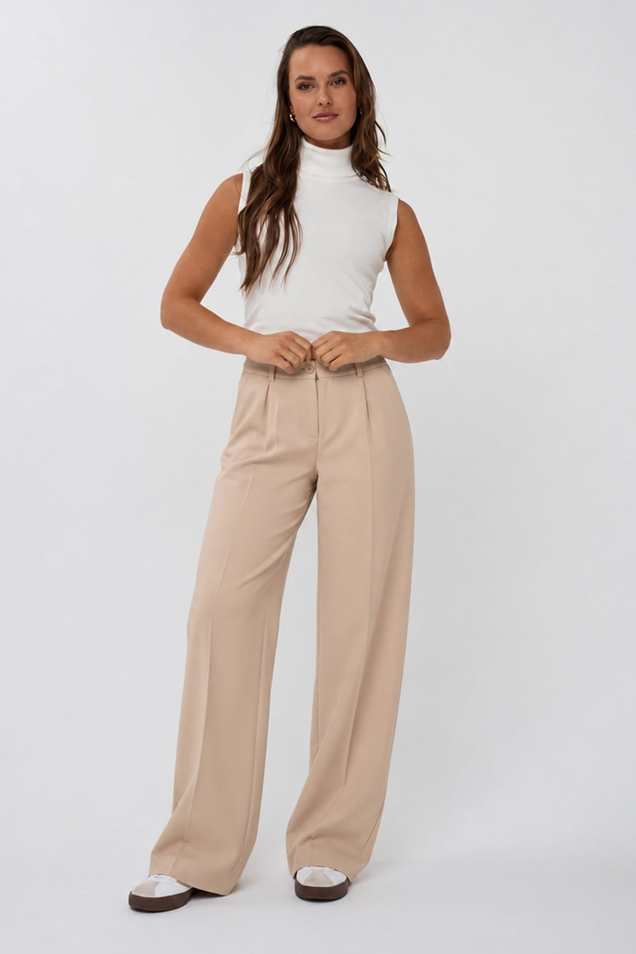 TROUSERS WIDE LEG ELASTIC MELANGE SAND MELANGE 1