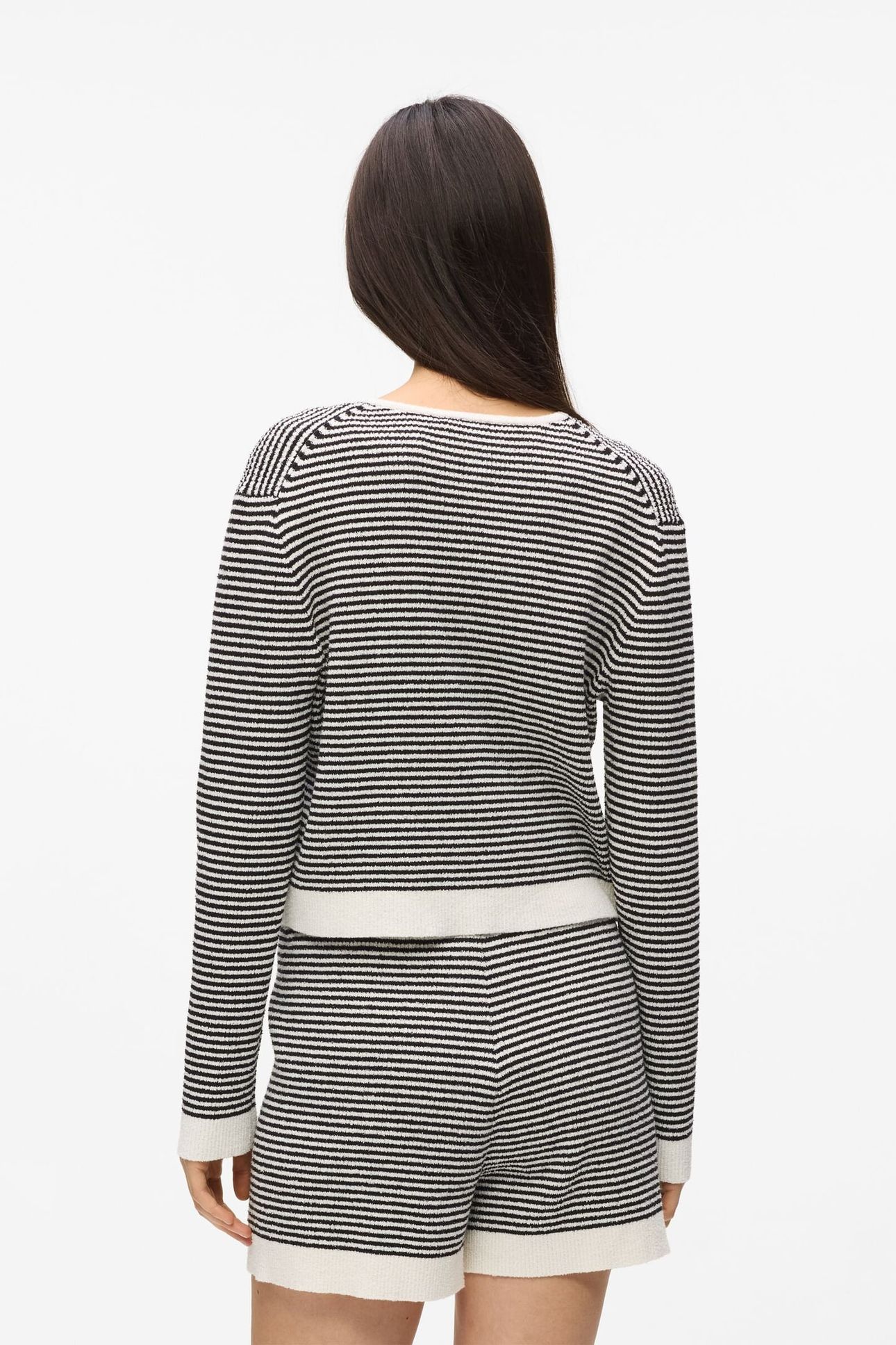 IKON STRIPED KNIT CARDIGAN SMALL STRIPE BLACK-WHITE 2