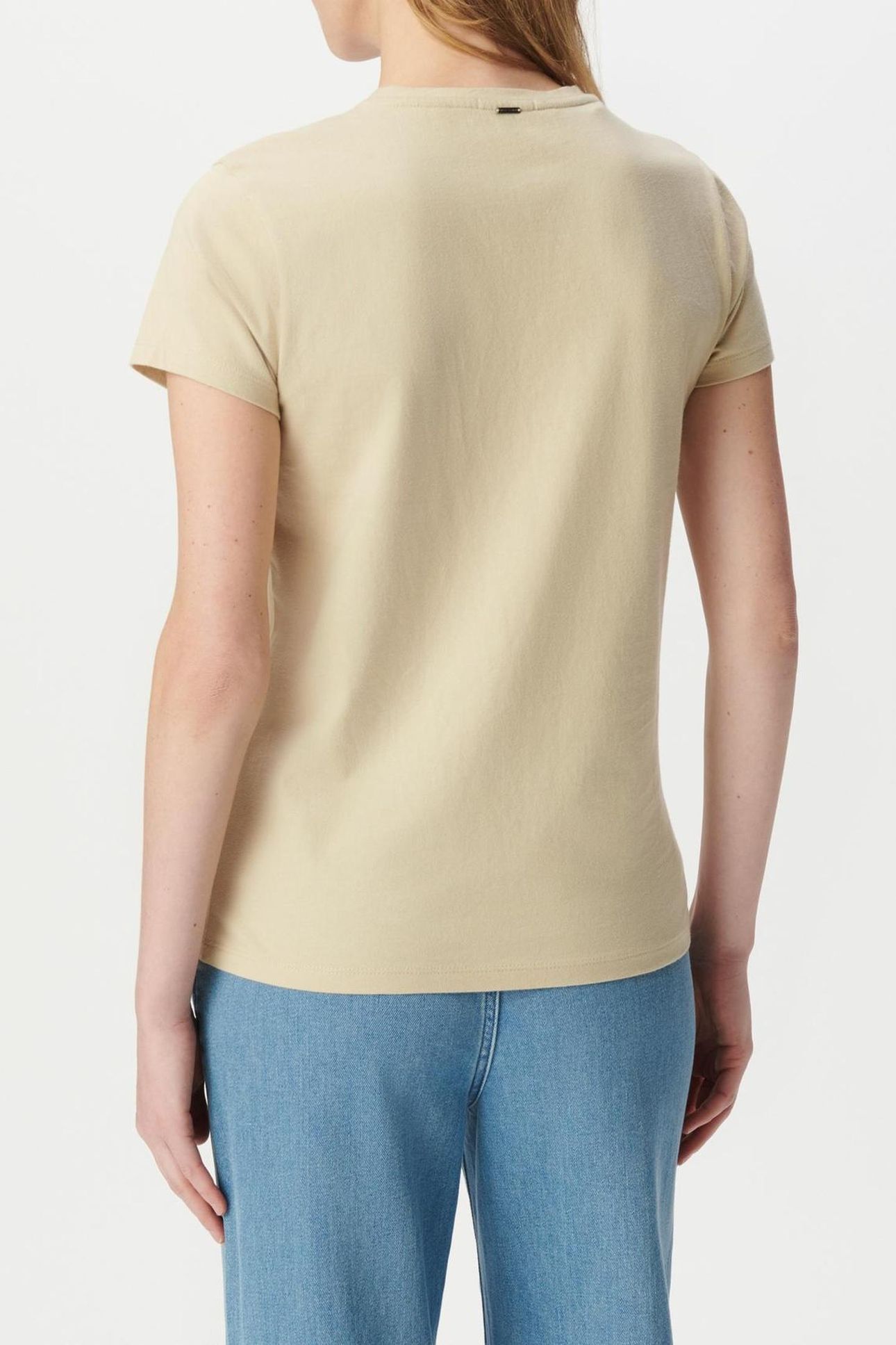 BEIGE T-SHIRT WITH EMBROIDERED LETTER SLOGAN 2