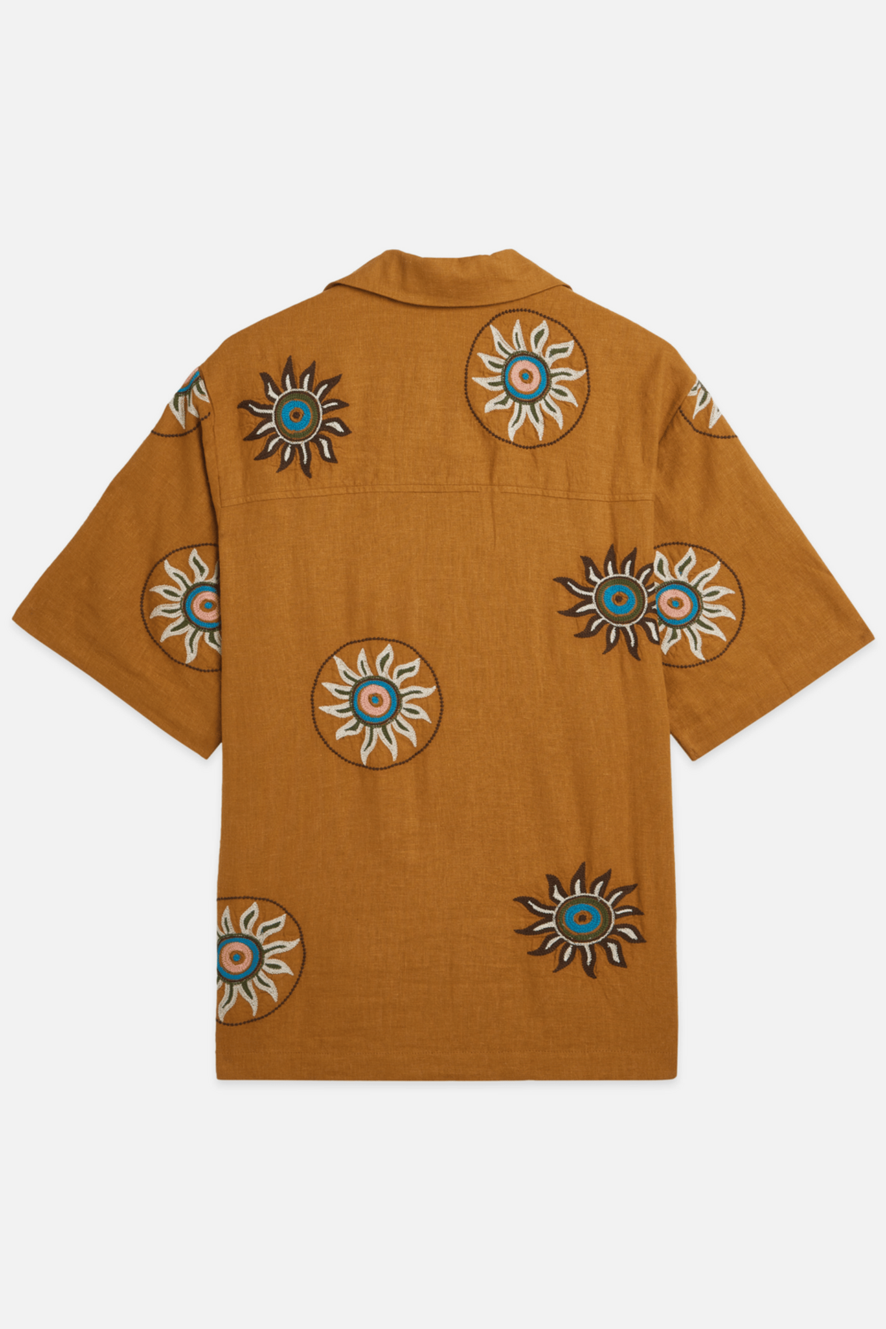 EMBROIDERED LINEN RELAXEDFIT SHORTSLEEVED SHIRT YELLOW 2