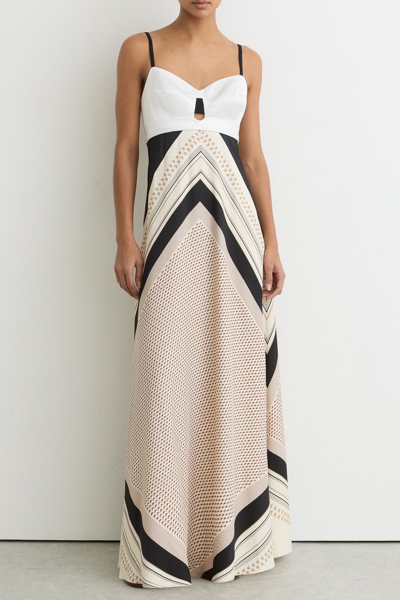 SCARF PRINTED MAXI DRESS IVORY/BLACK 1
