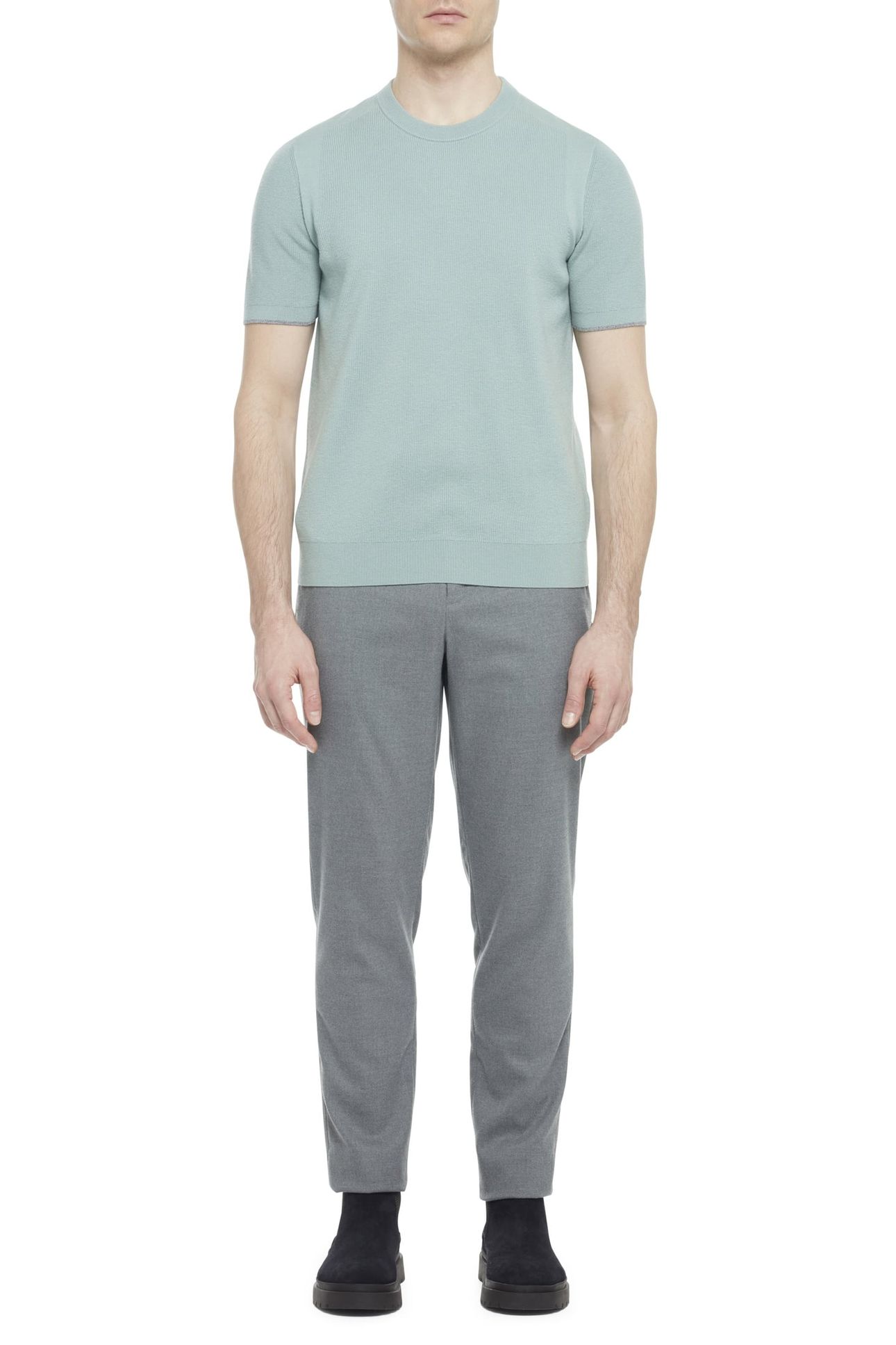 VOISIN SS MIXED RIBBED T SHIRT GREEN 3