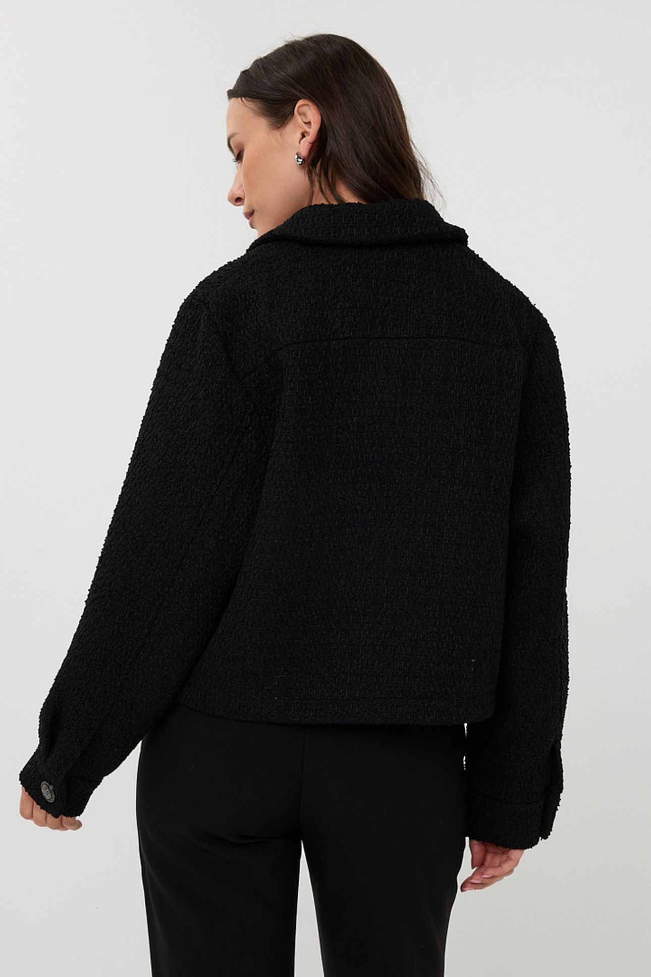 JACKET SOLID TWEED FANCY BUTTONS BLACK 3