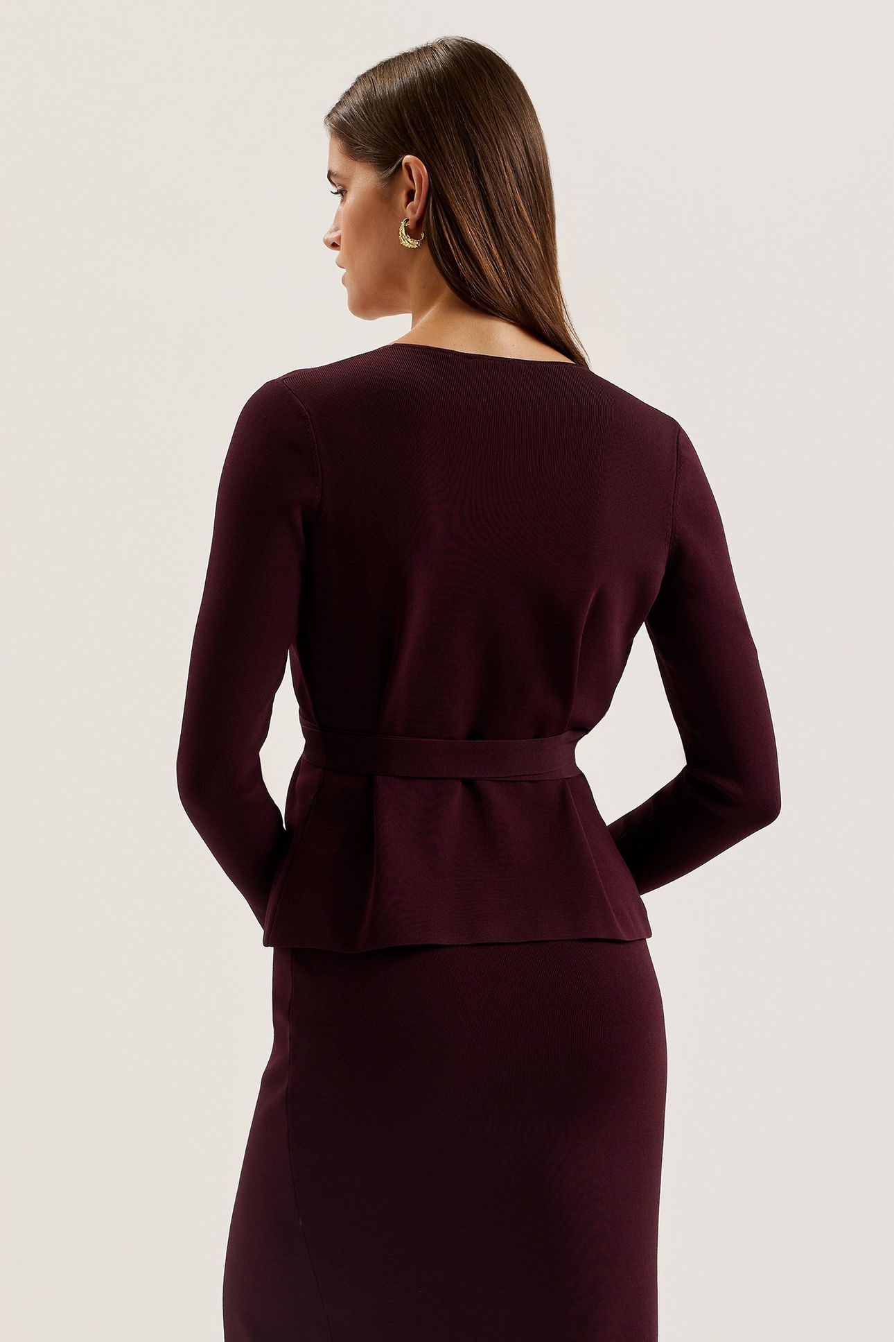 NAYOMEE LONGLINE WRAP CARDIGAN RED 2