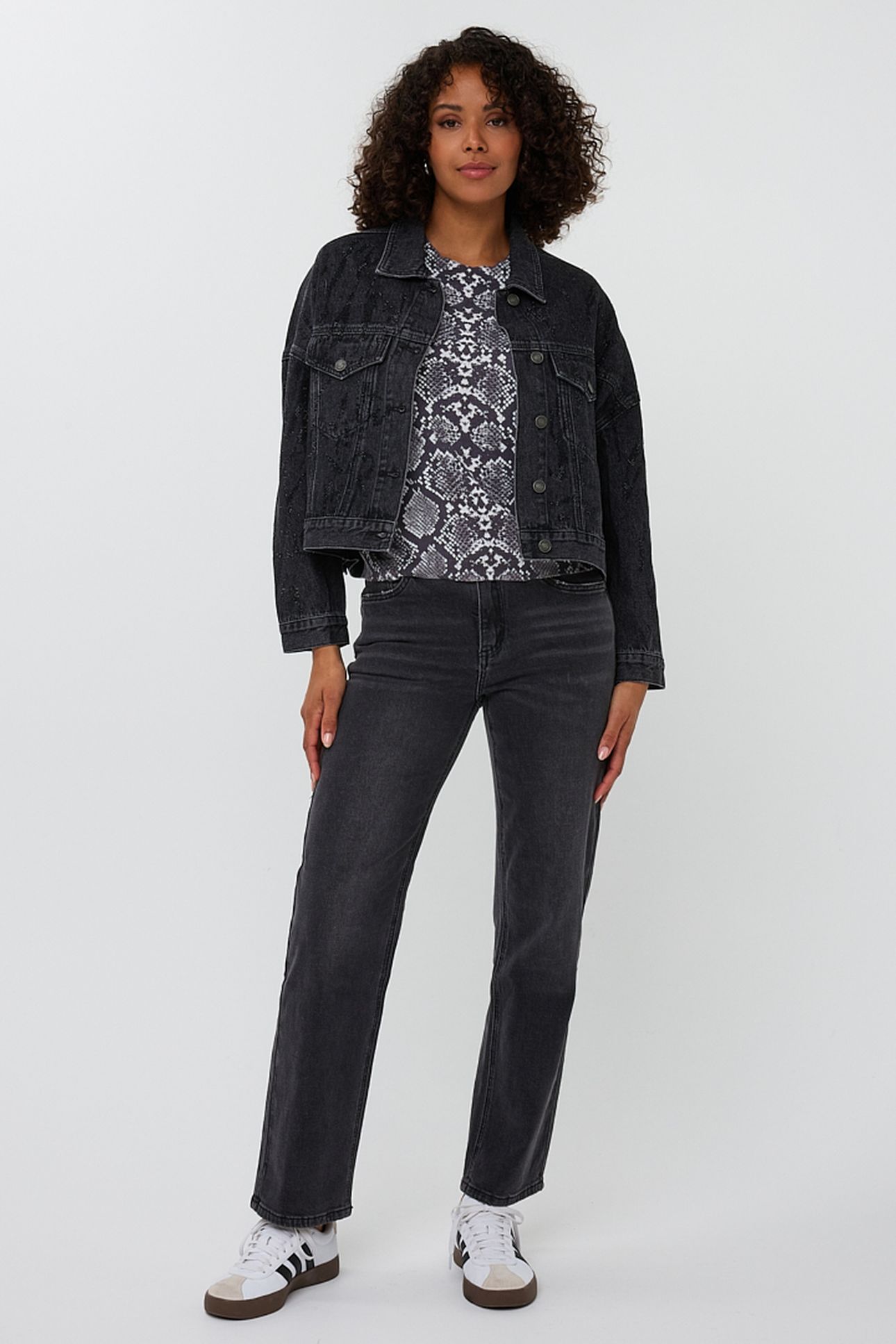JACKET DENIM RHINESTONES DARK GREY 2