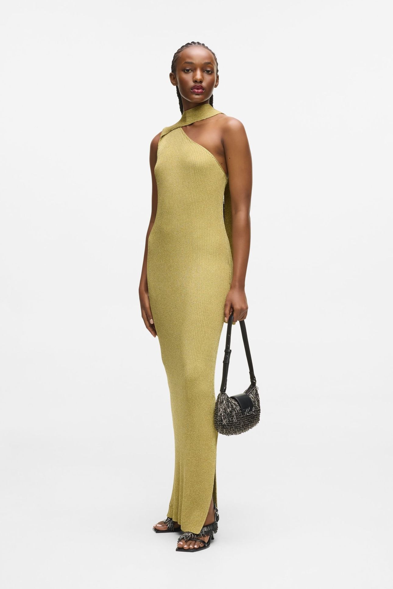 LUREX KNIT DRESS LIGHT GOLD 2