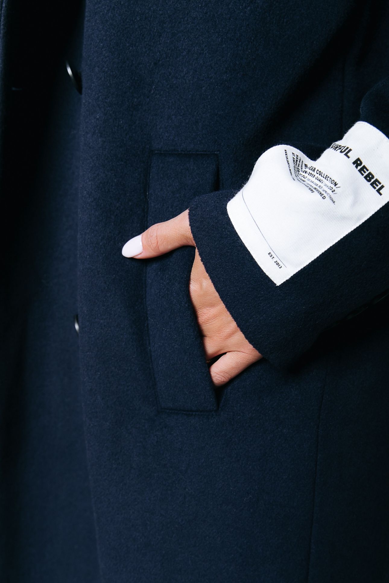 ZANIA DOUBLE BREASTED WOOL LONG COAT NAVY 10