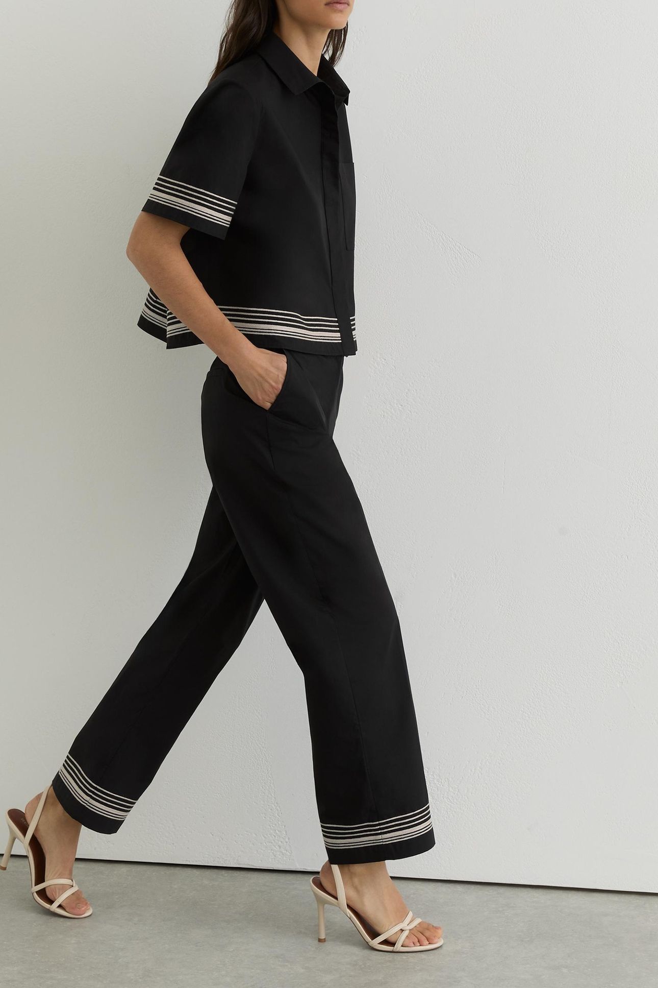 TAPER TROUSER WITH STRIPE DETAIL BLACK/IVORY 5