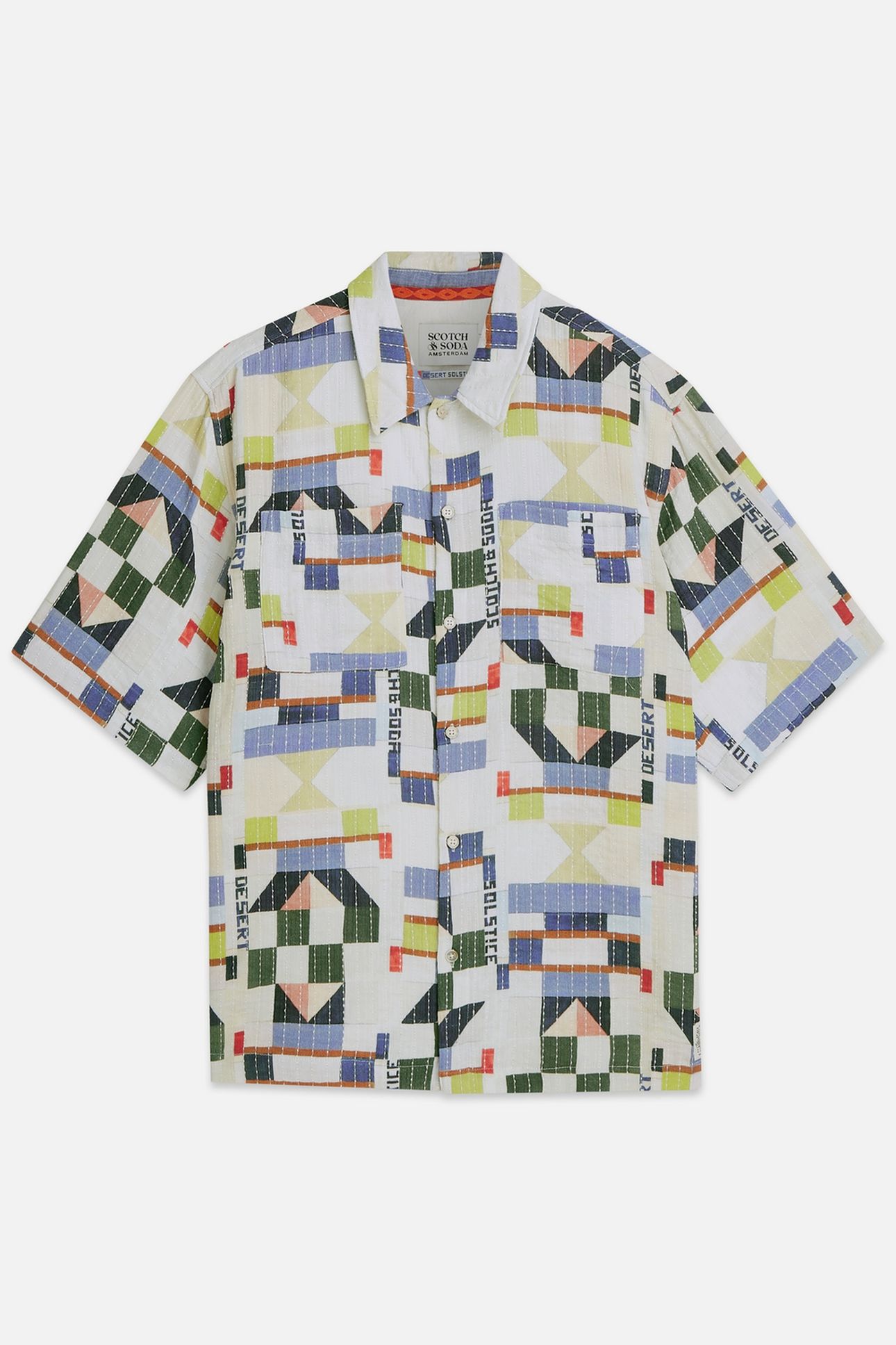 PRINTED STITCHED RELAXEDFIT SHORTSLEEVED SHIRT WHITE TRADITI 1