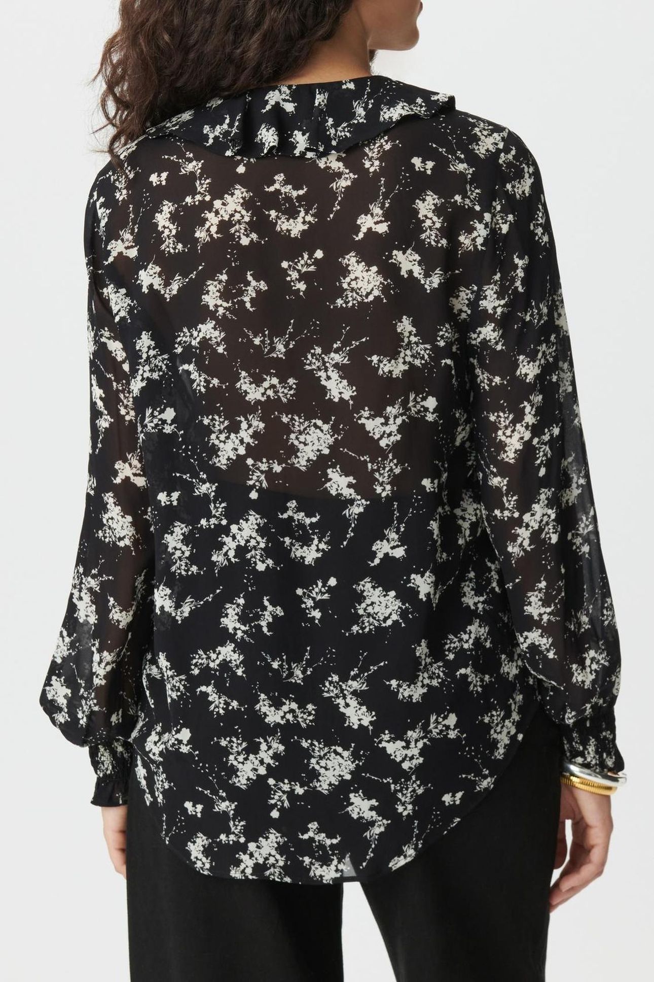 BLACK VOILE SHIRT WITH WILDFLOWER PRINT 2