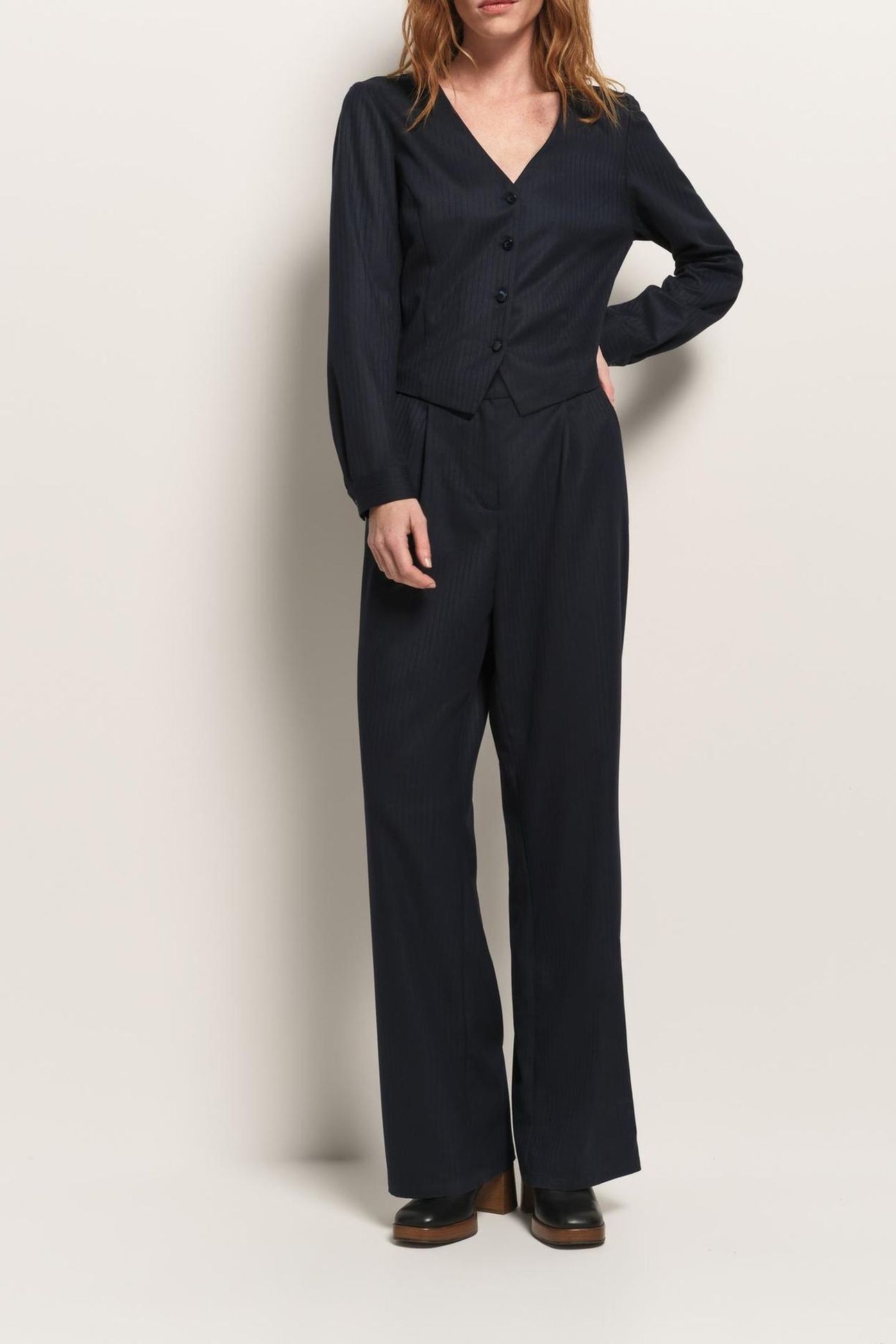 REESE - NAVY FANCY STRIPE JUMPSUIT 1