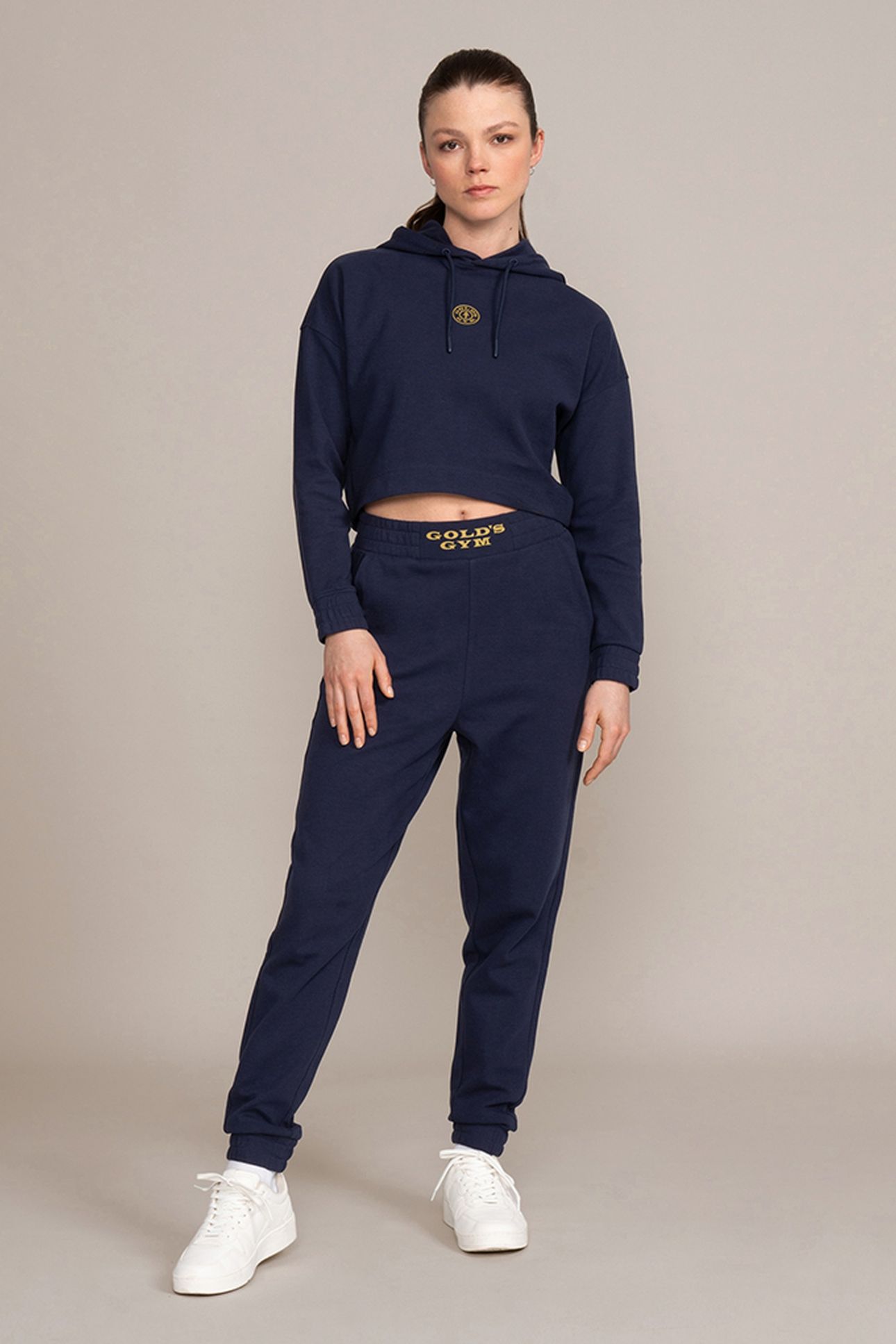 LADIES CROPPED HOODIE RUBBER PRINT NAVY 2