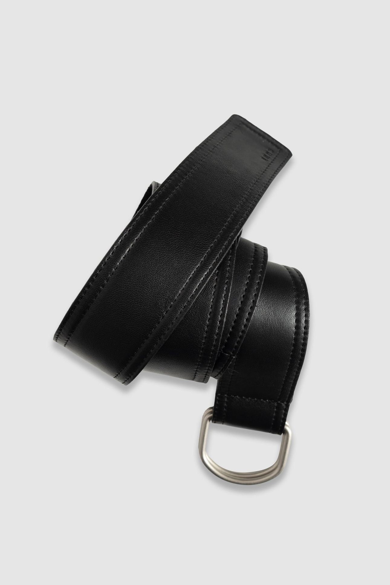 BLACK LEATHER DRESS BELT WITH DOUBLE RINGS 2