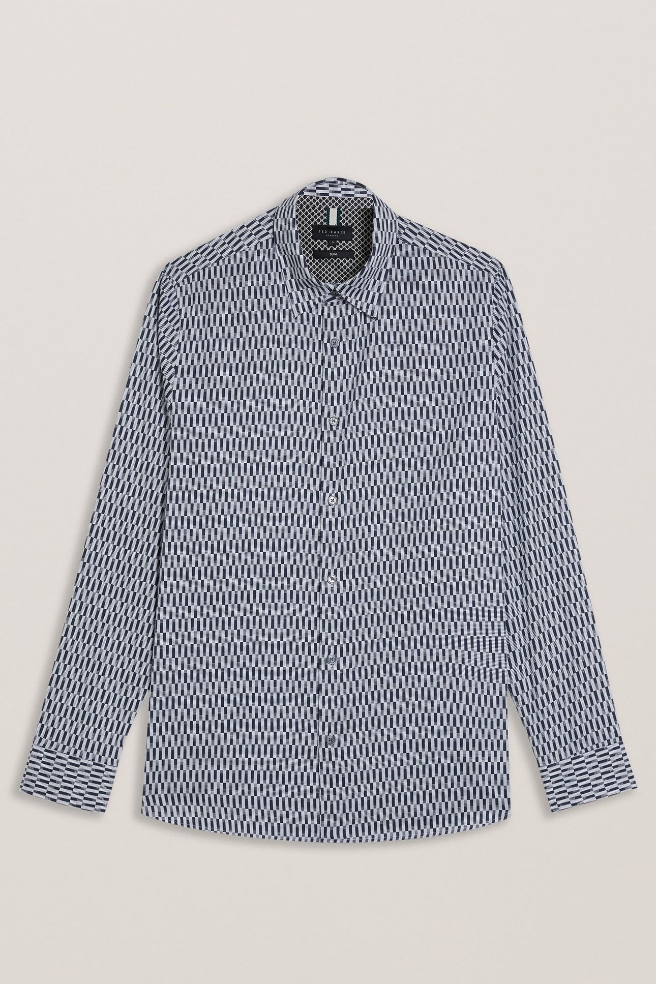 FRESTIN LS SLIM RETRO STRIPE GEO SHIRT NAVY 3
