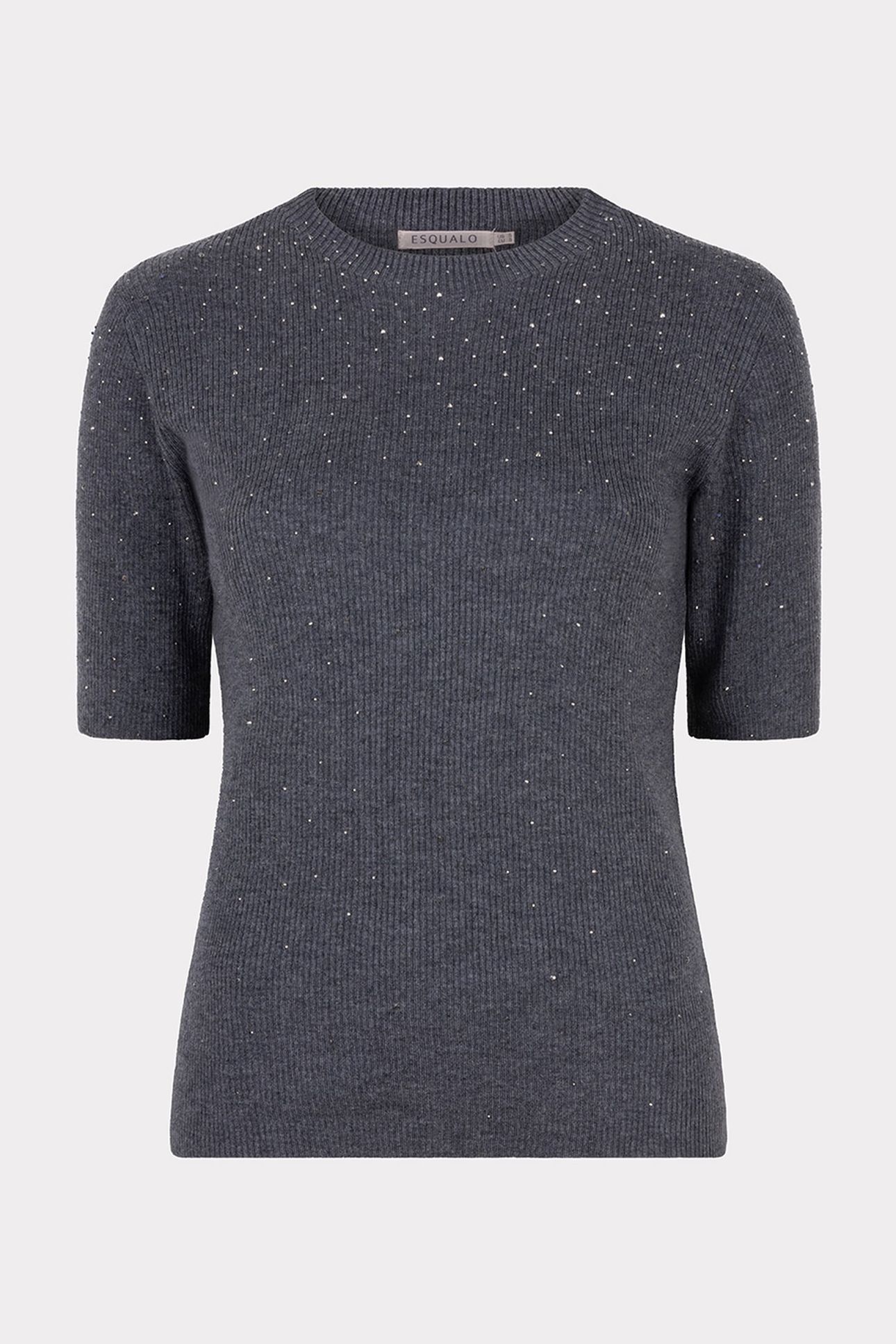 TOP RIB S/SLVE STUDS DARK GREY MELANGE 4