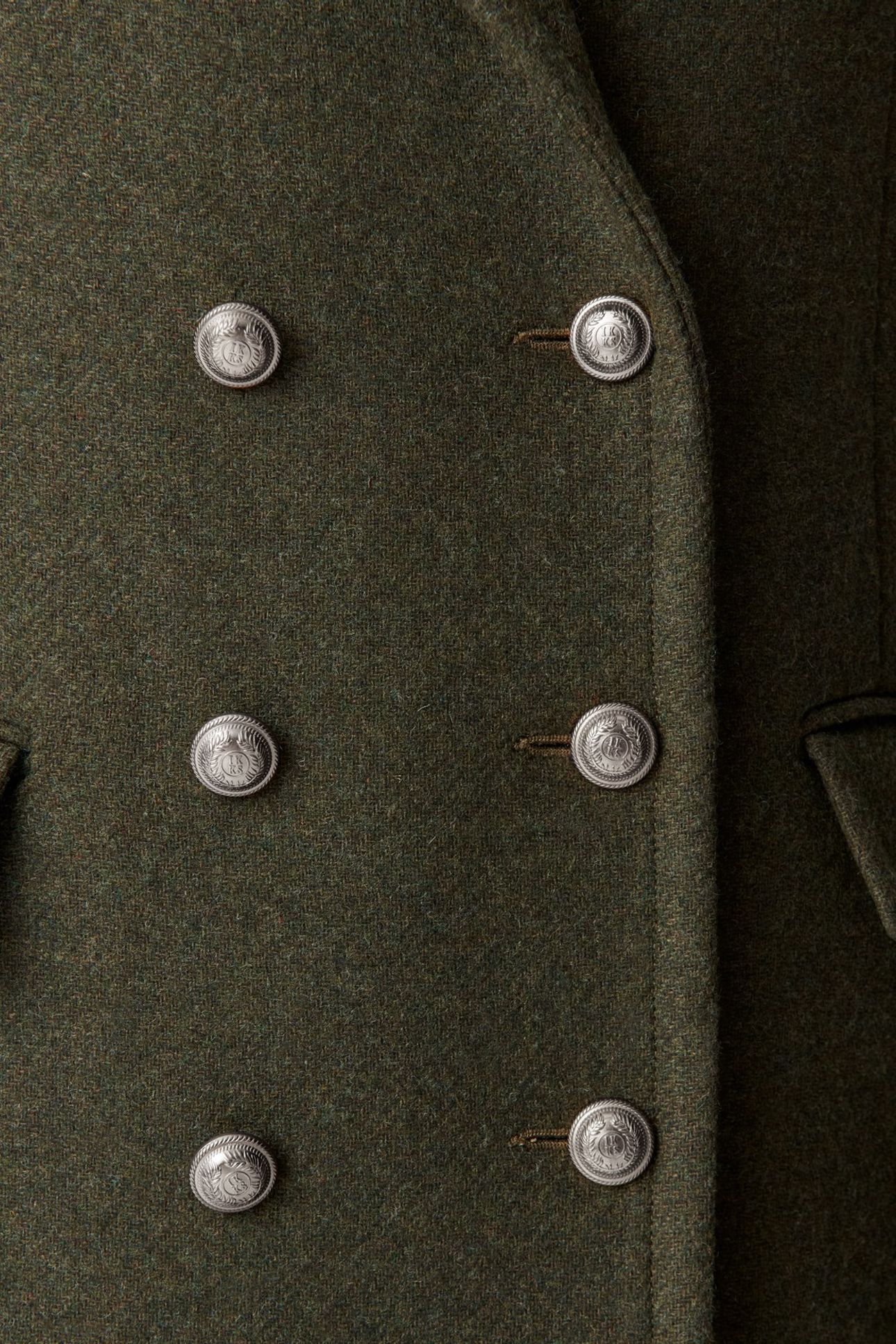 KHAKI LONG PEA COAT WITH ENGRAVED BUTTONS 8