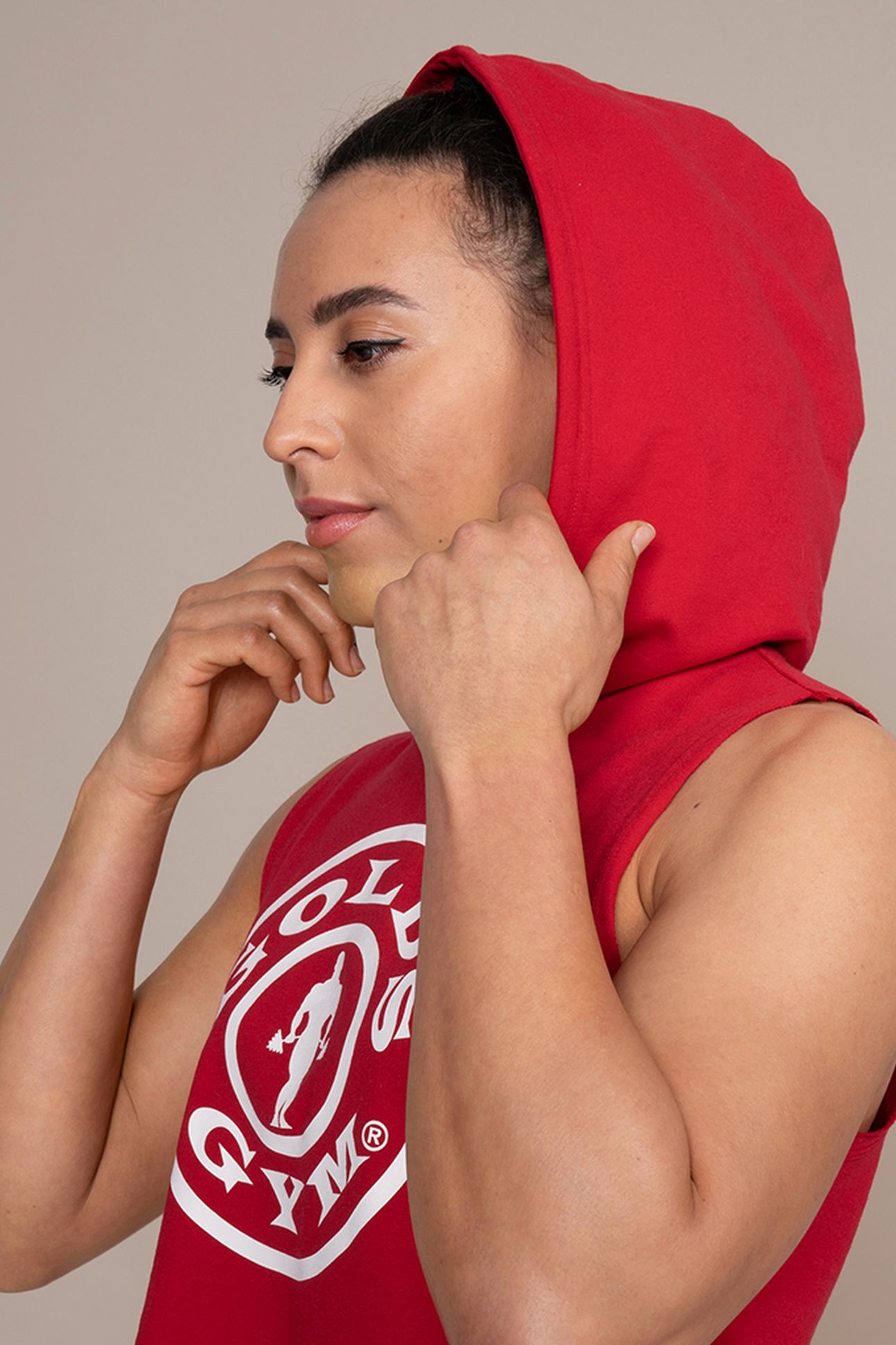 LADIES HOODED TANK RED 5