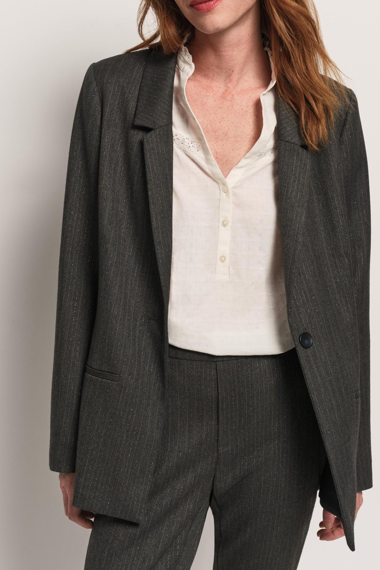 VANITY - GREY SUIT JACKET WITH LUREX STRIPES 4
