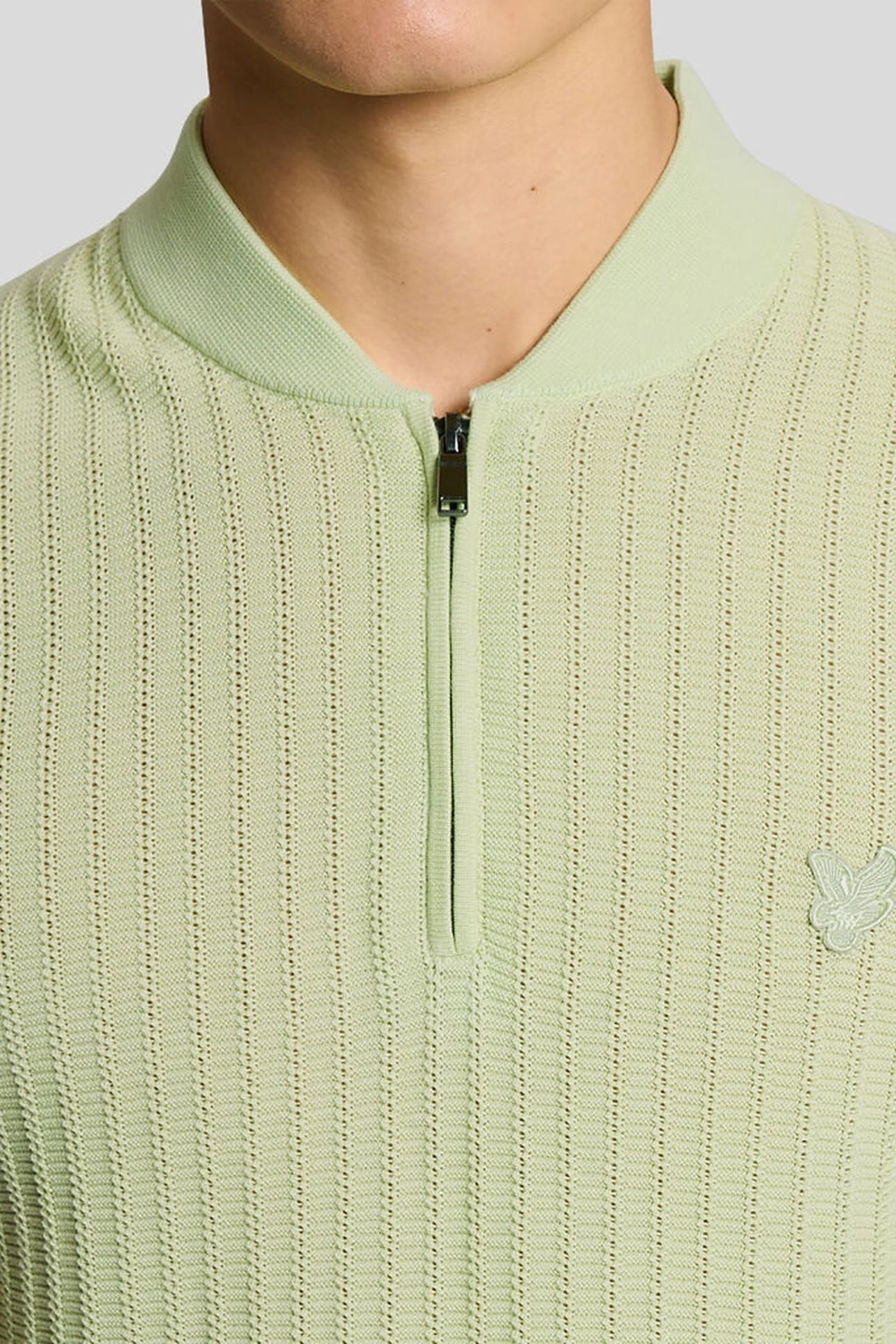 SUPERFINE KNITTED BOMBER POLO TENDER GREENS 5