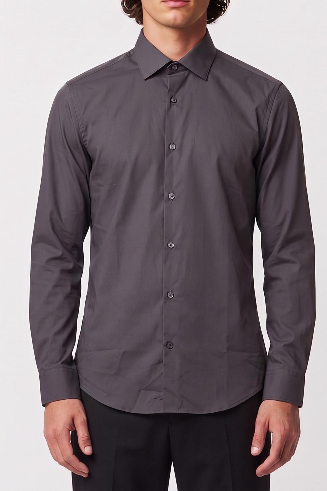 SLIM ESSENTIALS POPLIN SHIRT CARBON 1