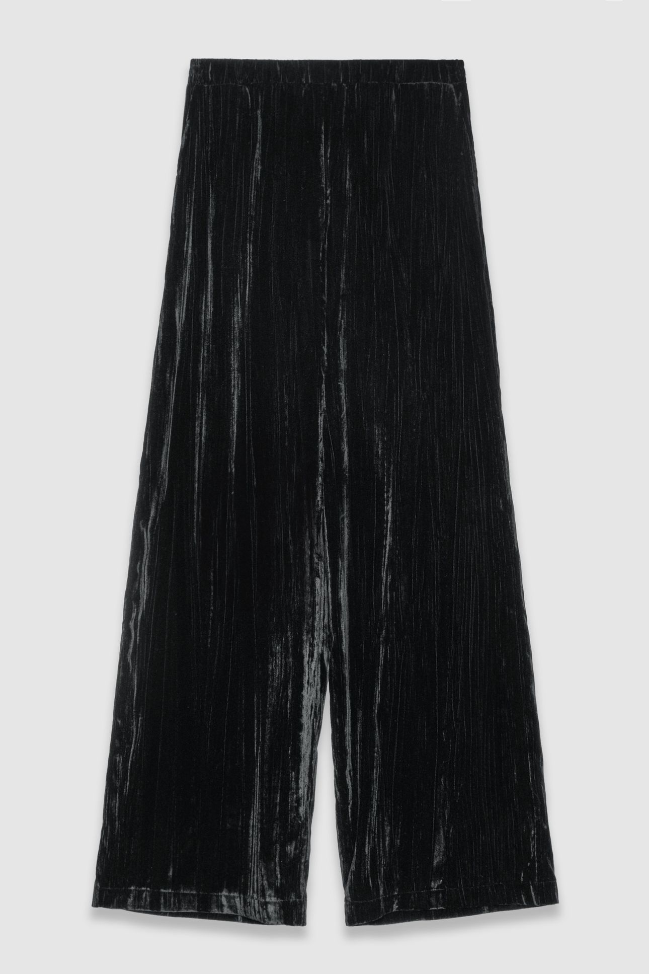 BLACK CRUSHED VELVET WIDE-LEG TROUSERS 4