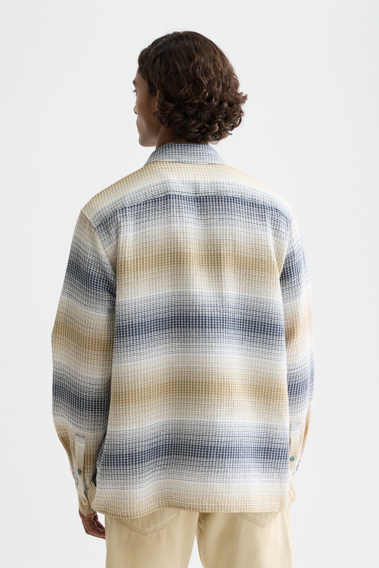 WAFFLE STRUCTURE STRIPE SHIRT NAVY 2